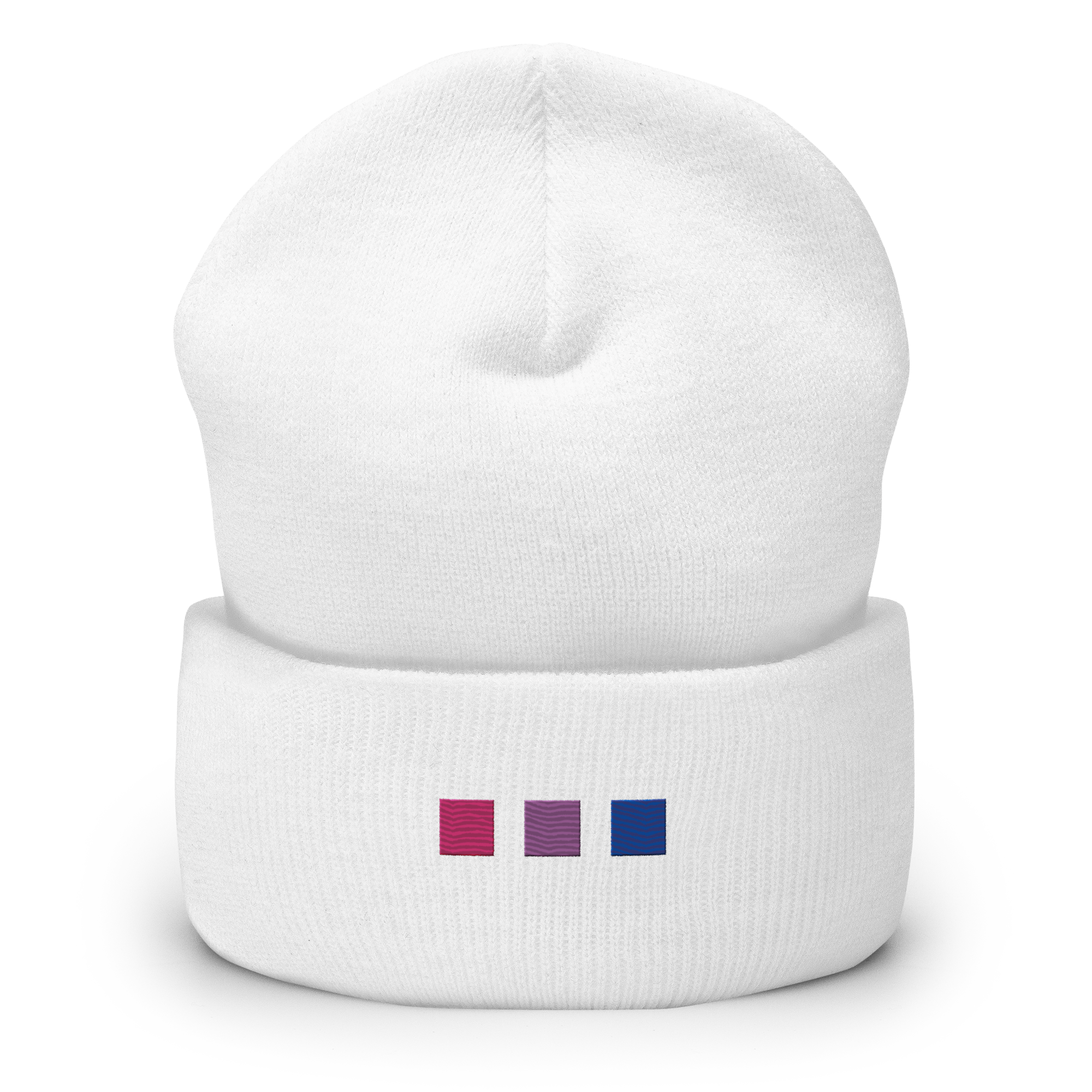 Embroidered Bisexual Beanie: Pride Flag Horizontal Square Design