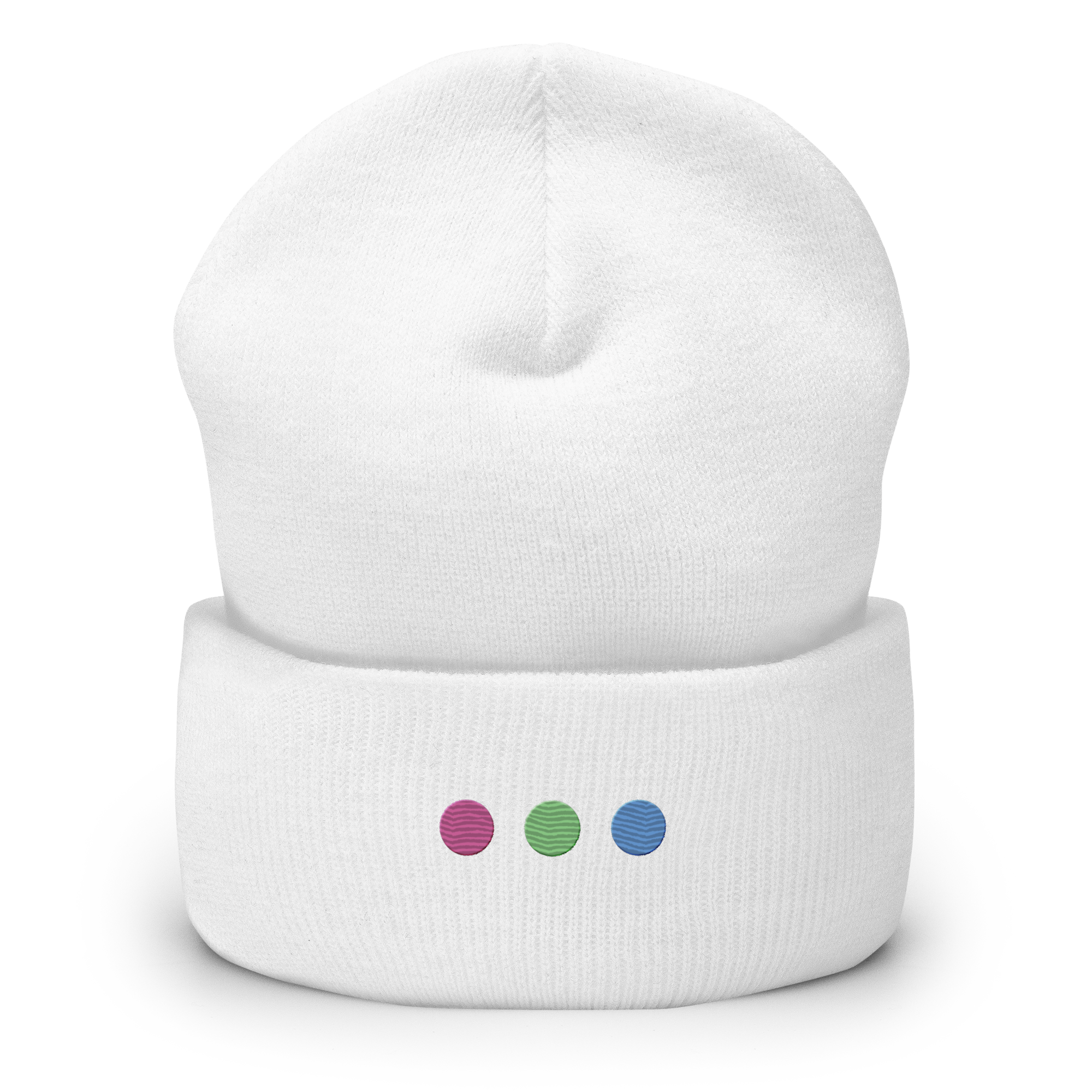 Embroidered Polysexual Beanie: Pride Flag Horizontal Circle Design