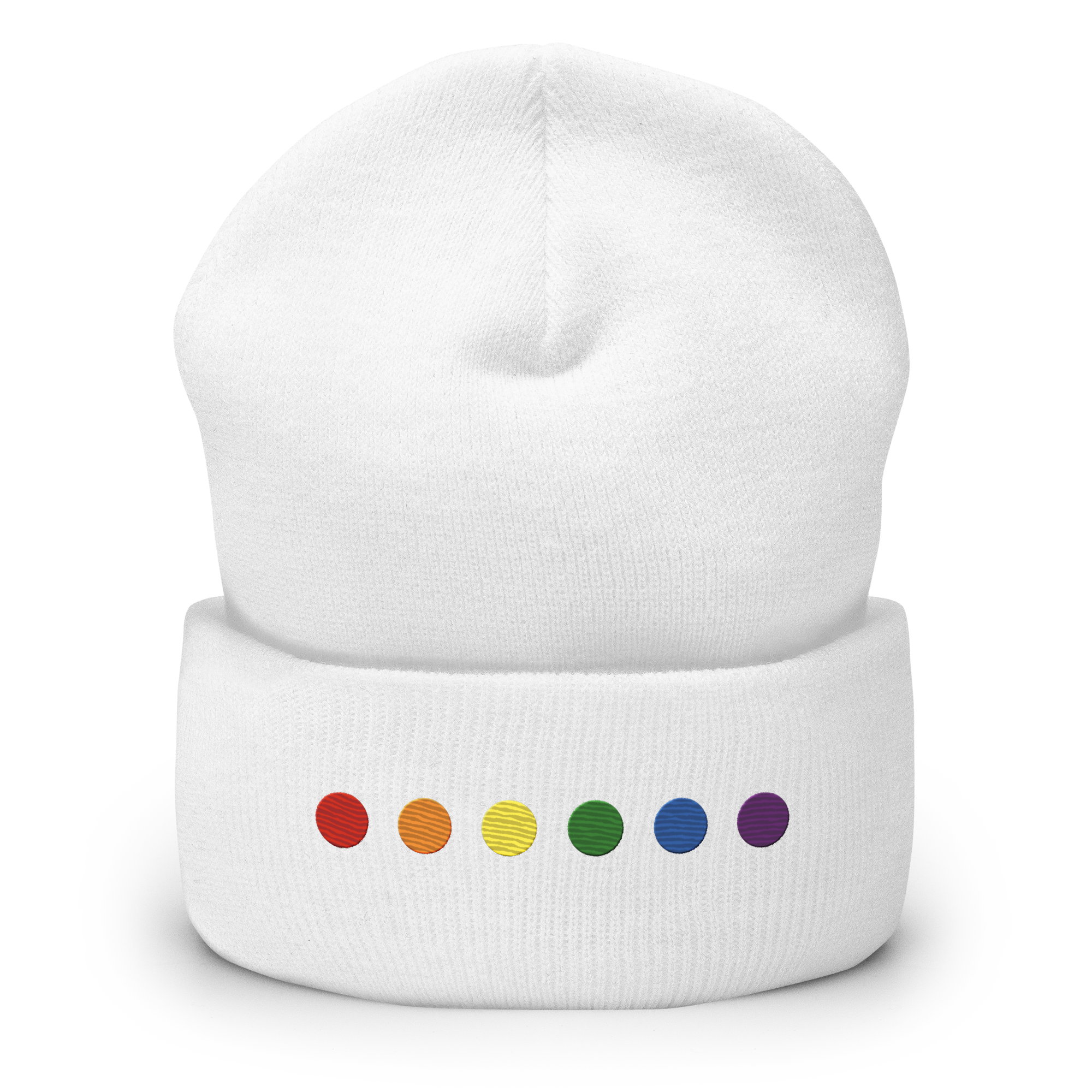 Embroidered Pride Beanie: Pride Flag Horizontal Circle Design