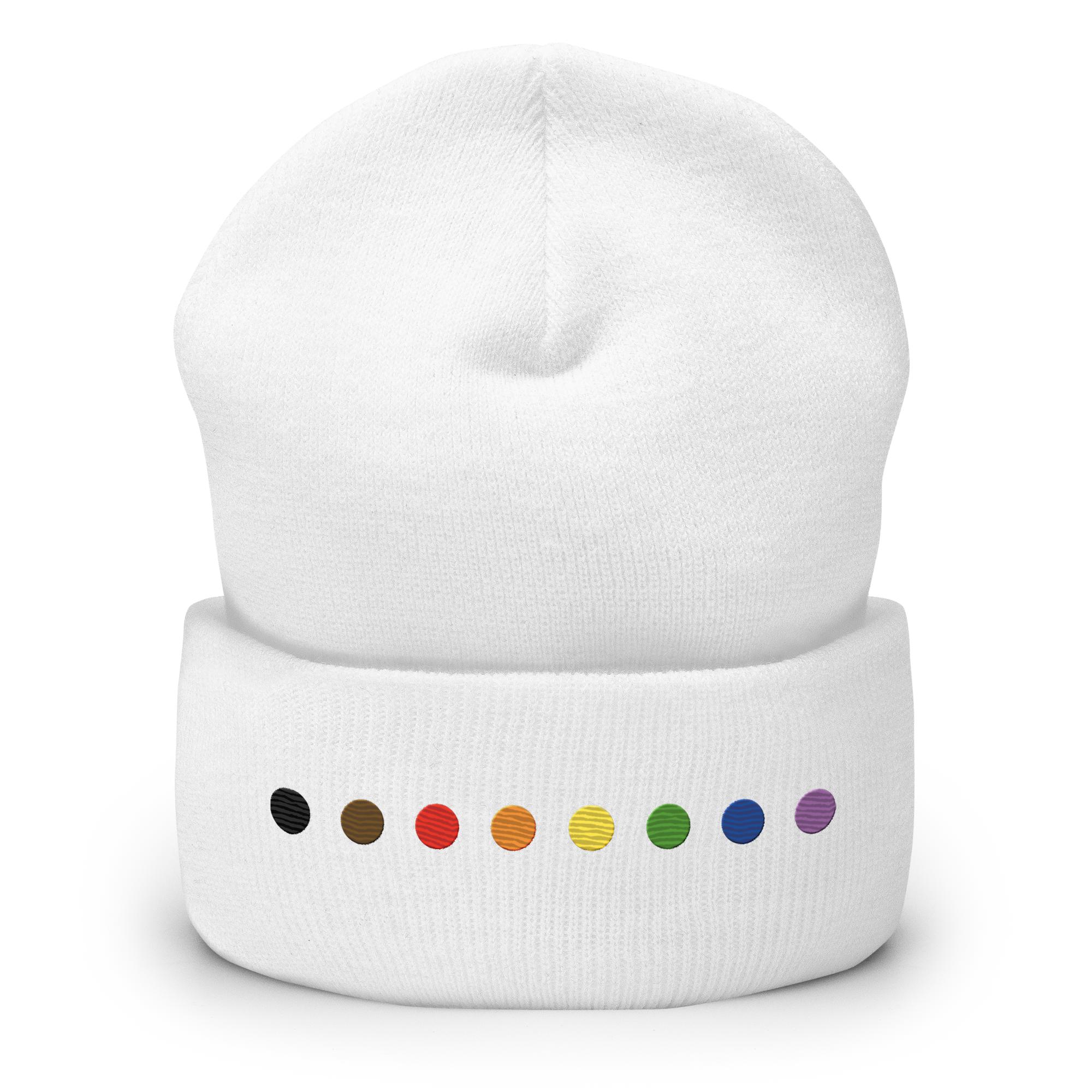 Embroidered Philly Pride Beanie: Pride Flag Horizontal Circle Design