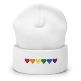 Embroidered Pride Beanie: Pride Flag Horizontal Heart Design