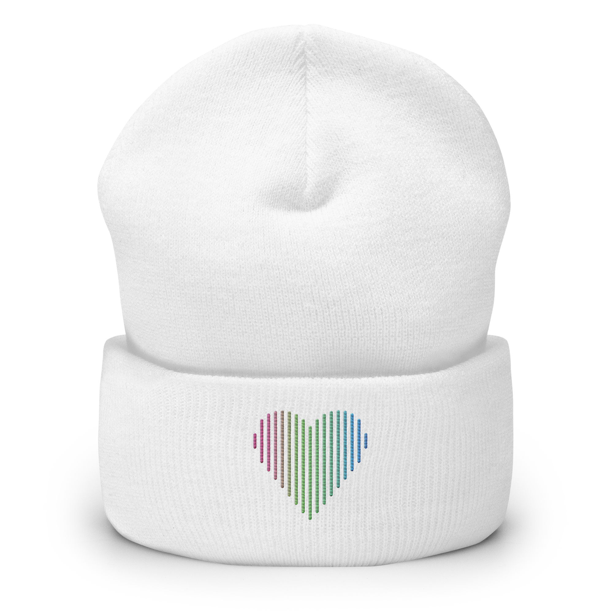 Polysexual Heart Lines Beanie: Embroidered Pride Gradient Hat