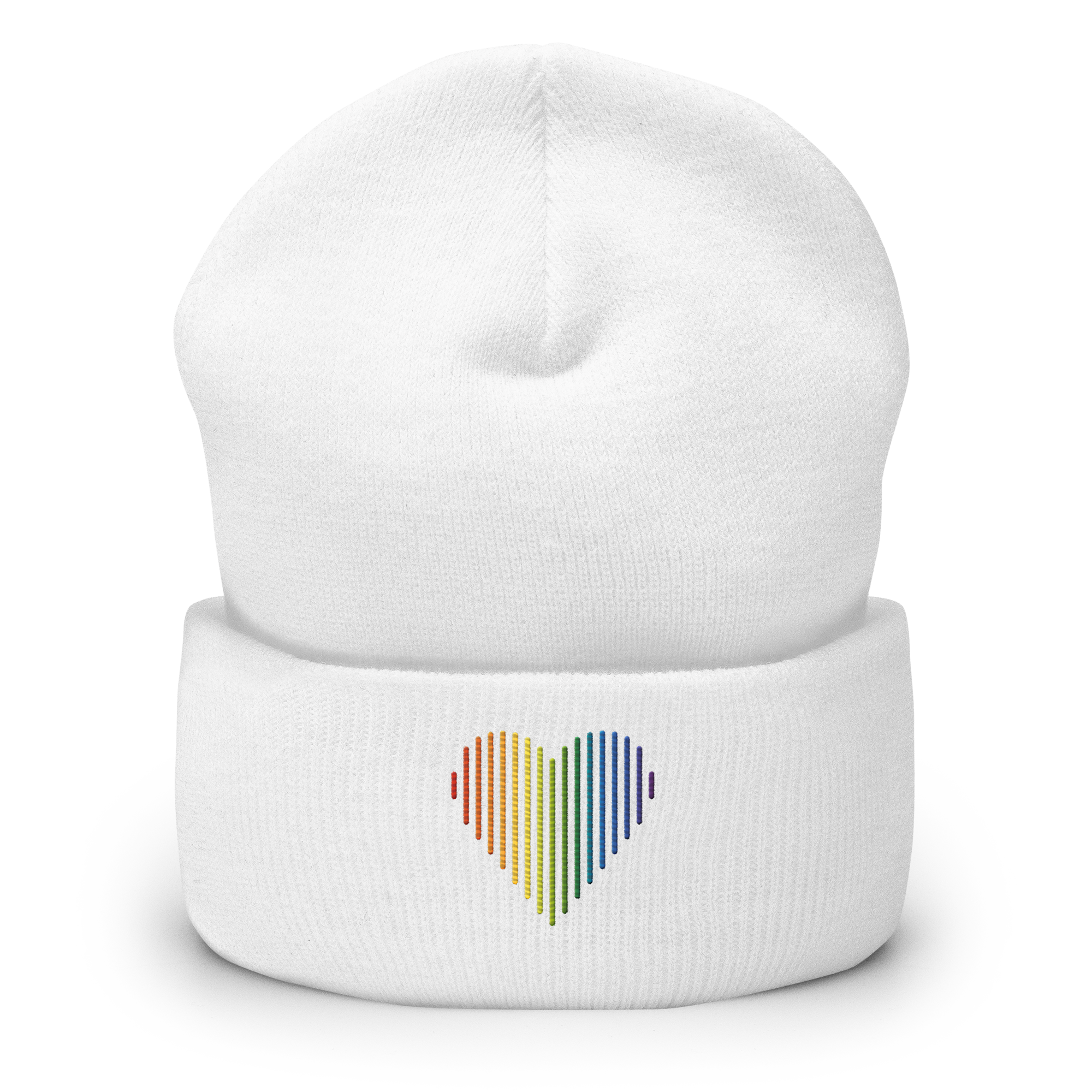 Pride Heart Lines Beanie: Embroidered Pride Gradient Hat
