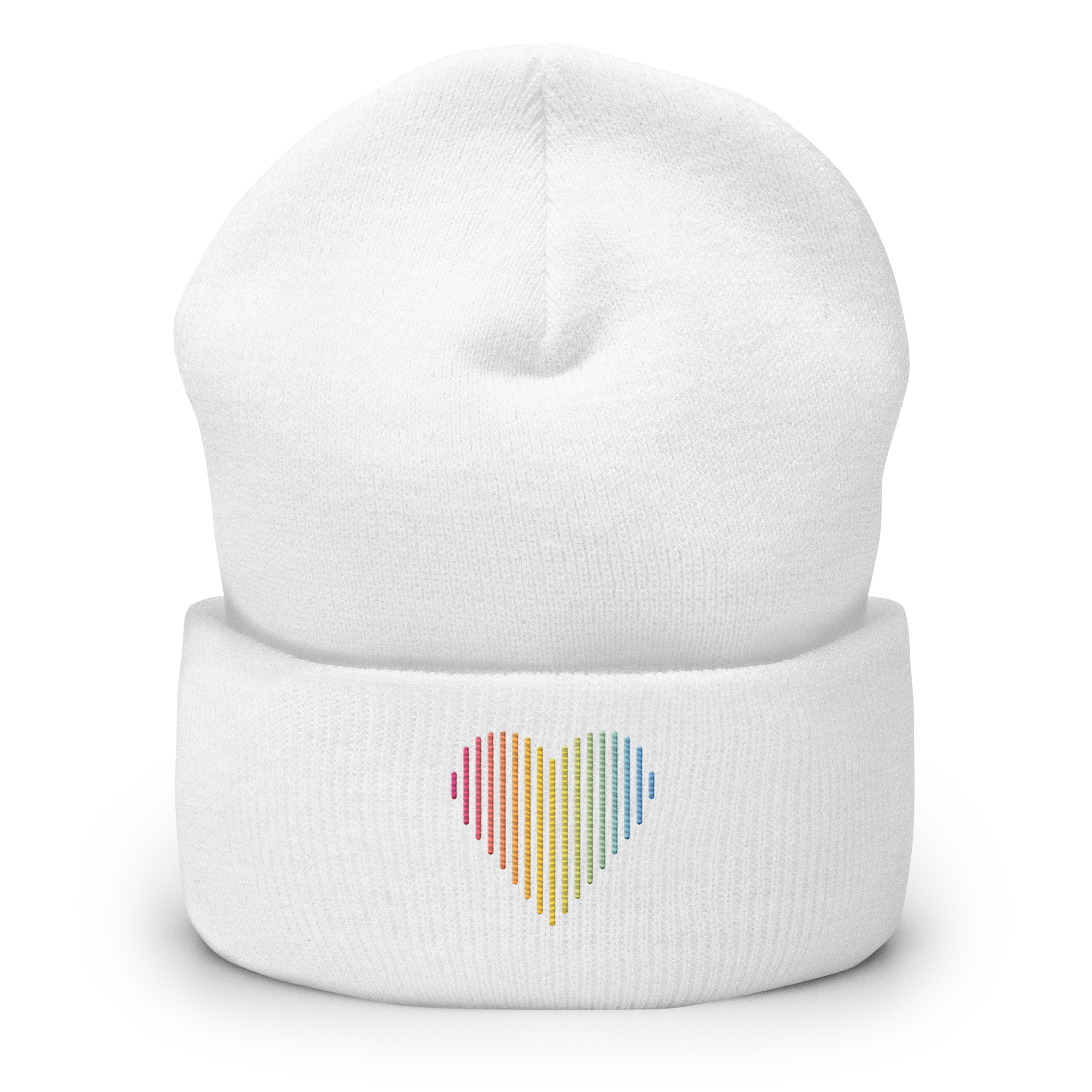 Pansexual Heart Lines Beanie: Embroidered Pride Gradient Hat