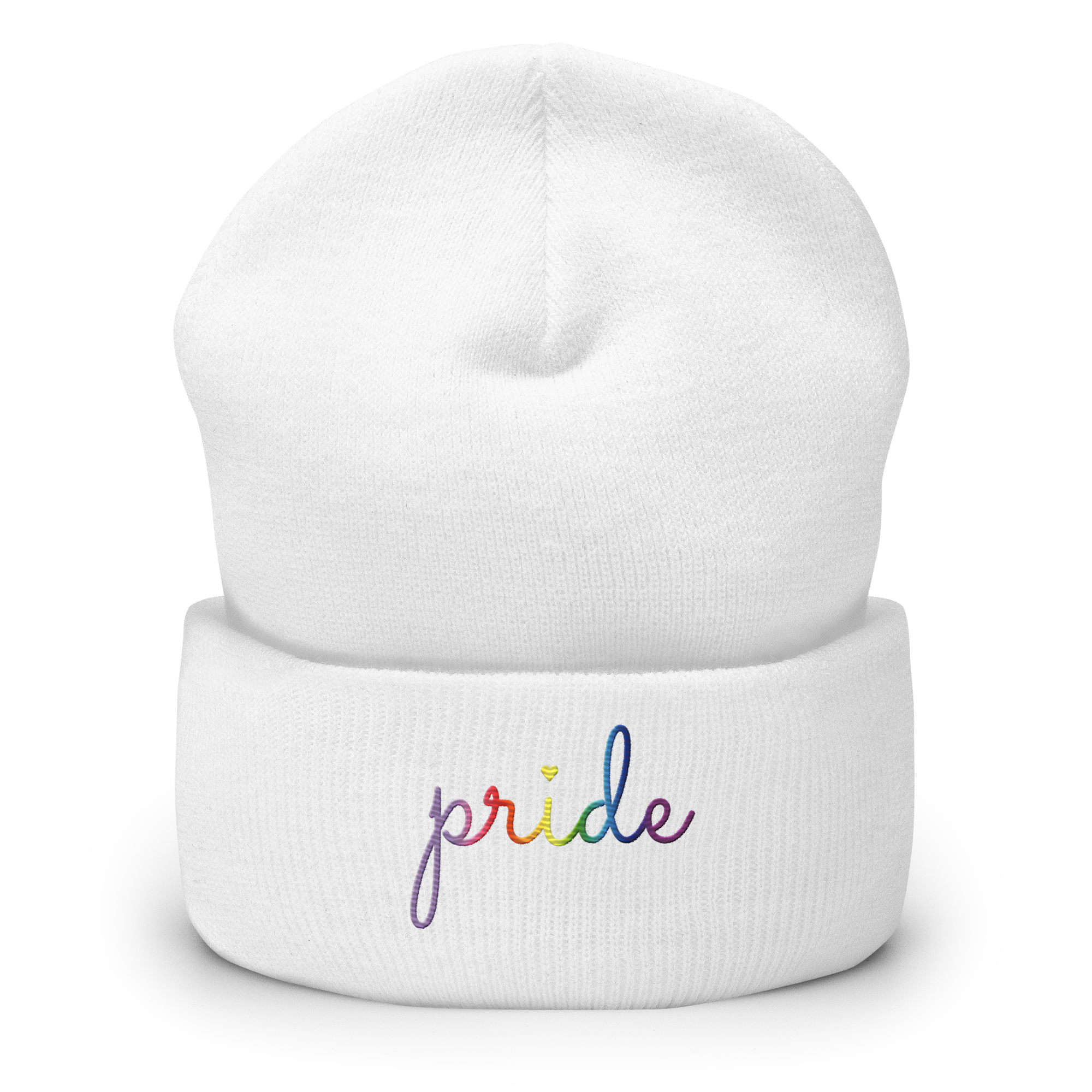 Gilbert Baker Pride Beanie: Cursive 'Pride' in Gradient Colors
