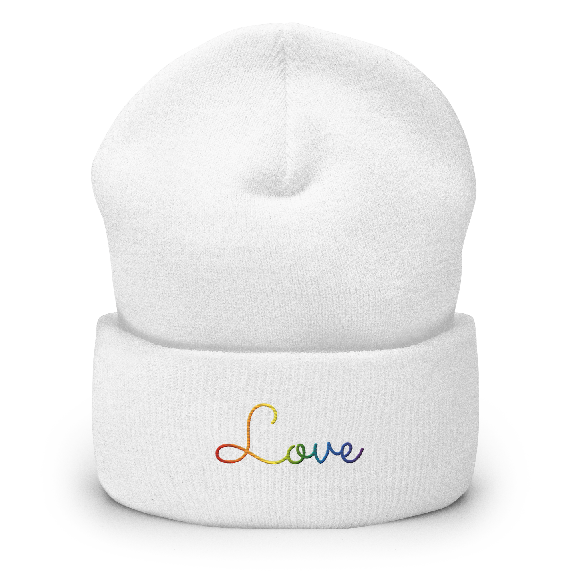 Pride Love Script Beanie: Ellegantly Embroidered Pride Hat