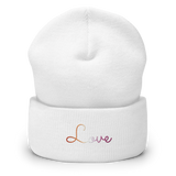 Lesbian Love Script Beanie: Ellegantly Embroidered Pride Hat