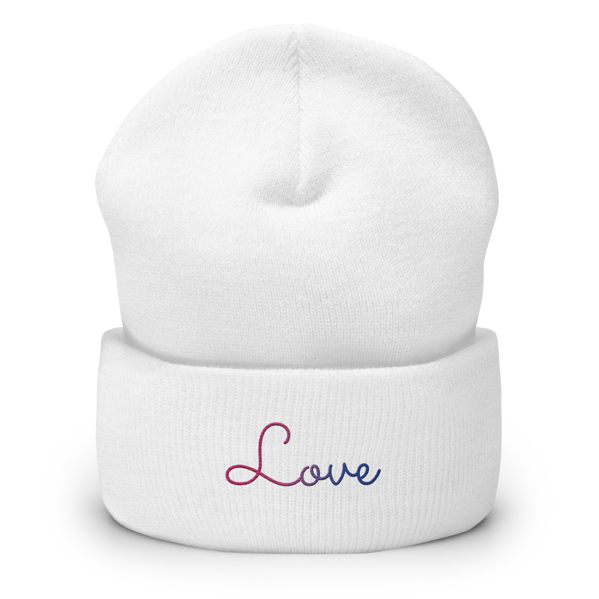 Bisexual Love Script Beanie: Ellegantly Embroidered Pride Hat