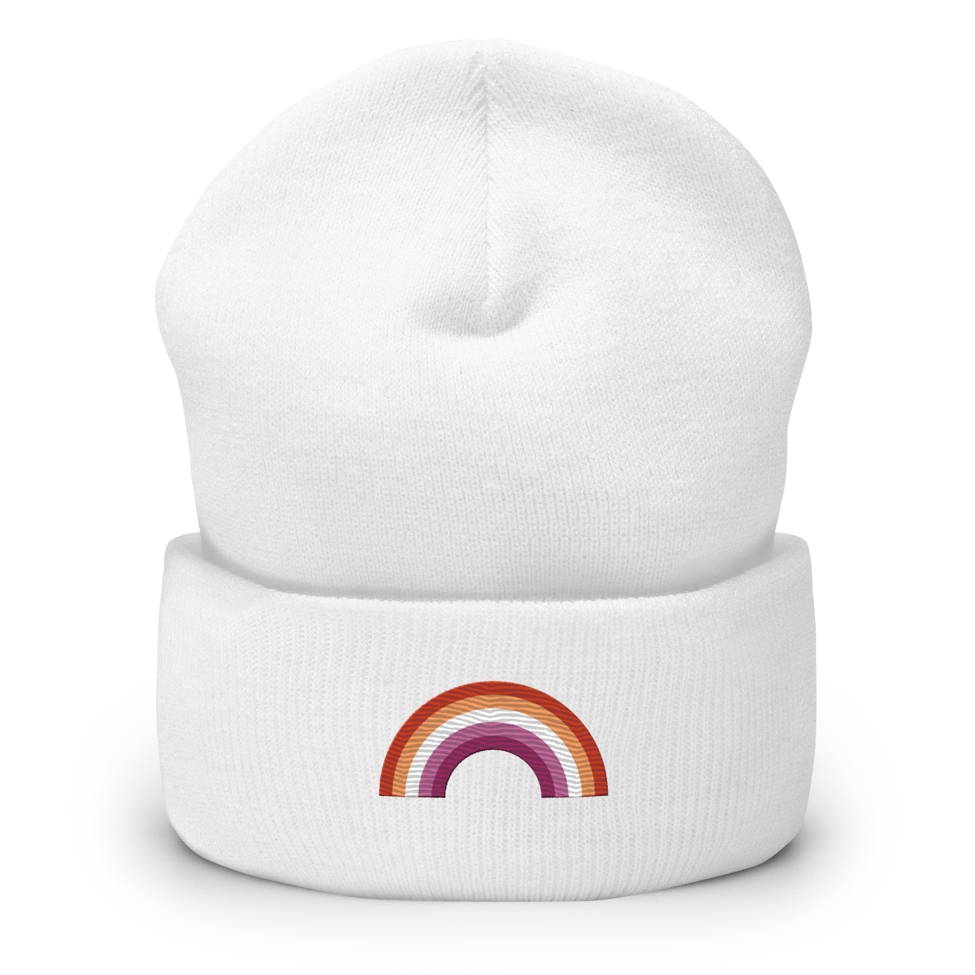 Embroidered Lesbian Rainbow Beanie: Pride Flag LGBTQ+ Design