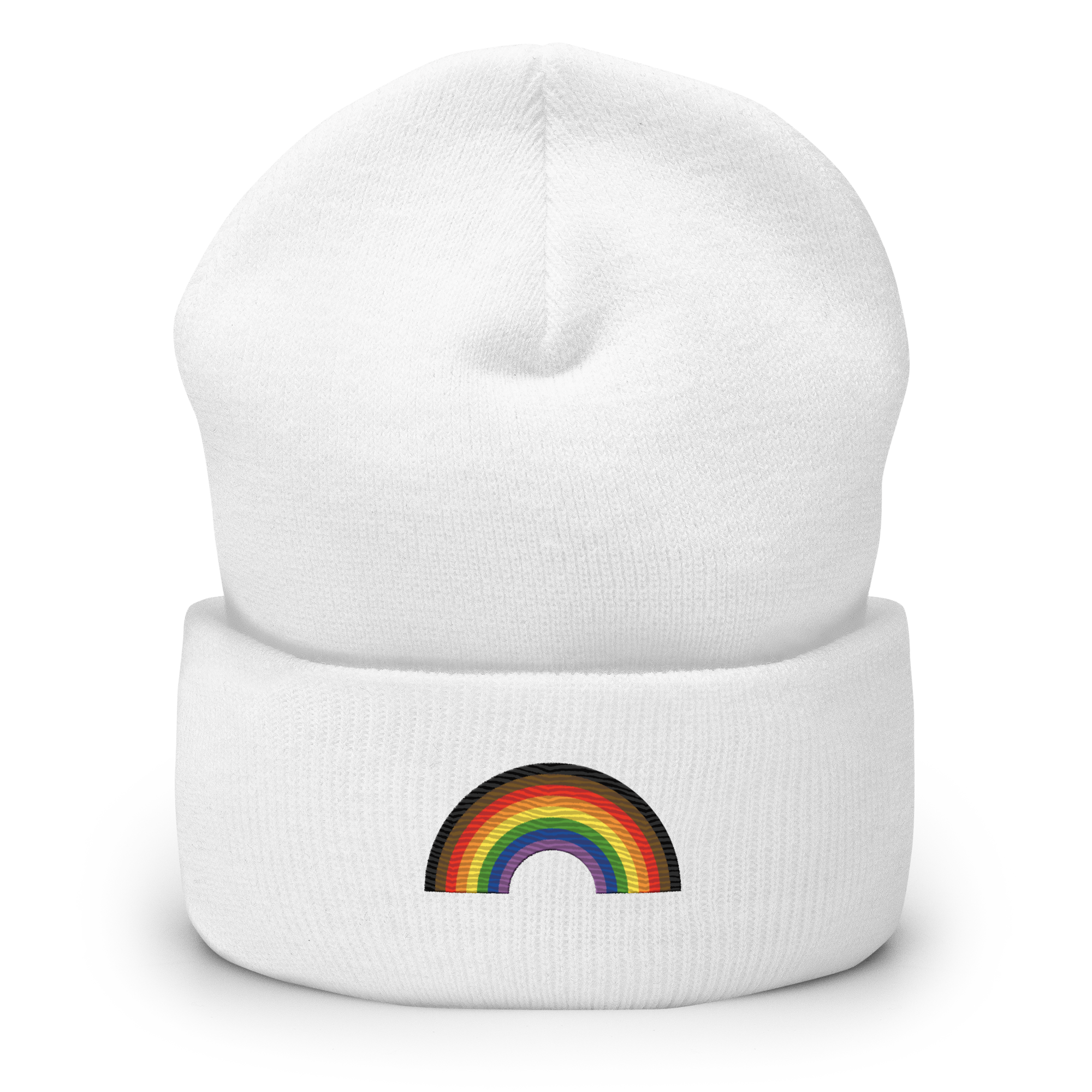 Embroidered Philly Pride Rainbow Beanie: Pride Flag LGBTQ+ Design