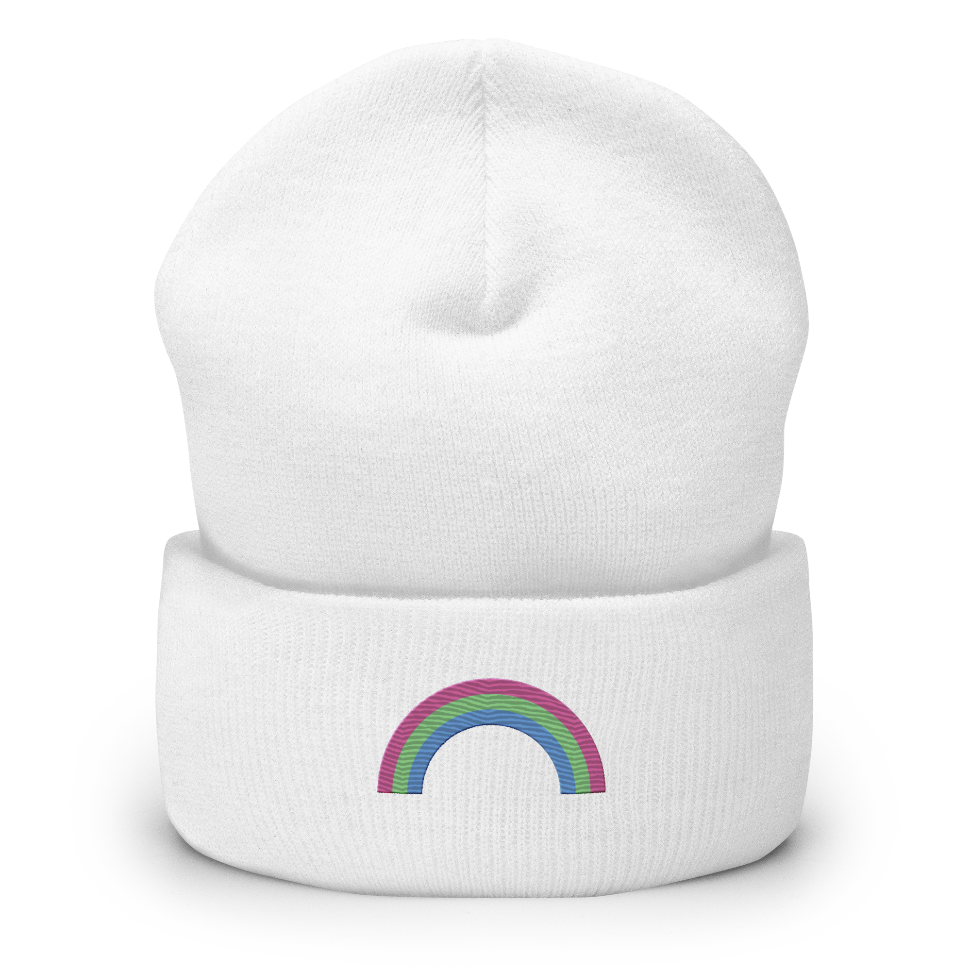 Embroidered Polysexual Rainbow Beanie: Pride Flag LGBTQ+ Design