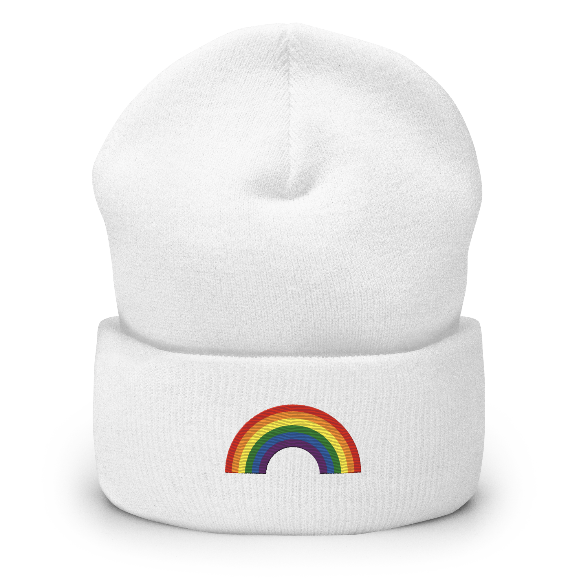 Embroidered Pride Rainbow Beanie: Pride Flag LGBTQ+ Design