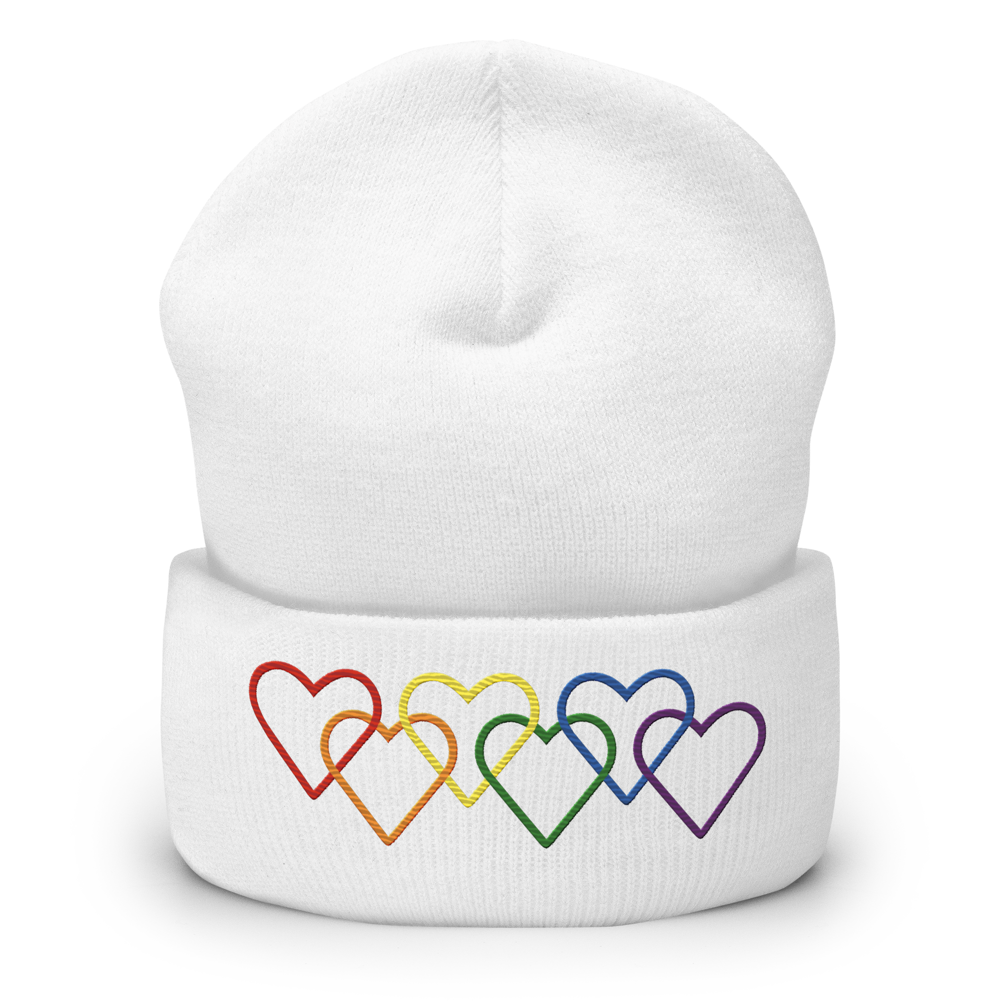 Pride Beanie: Interlaced Heart Outlines Embroidered Hat