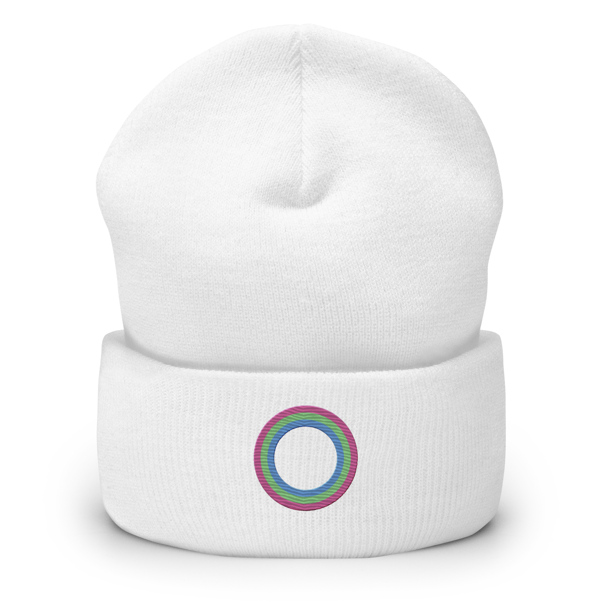 Embroidered Beanie: Polysexual Pride Ring Emblem Design