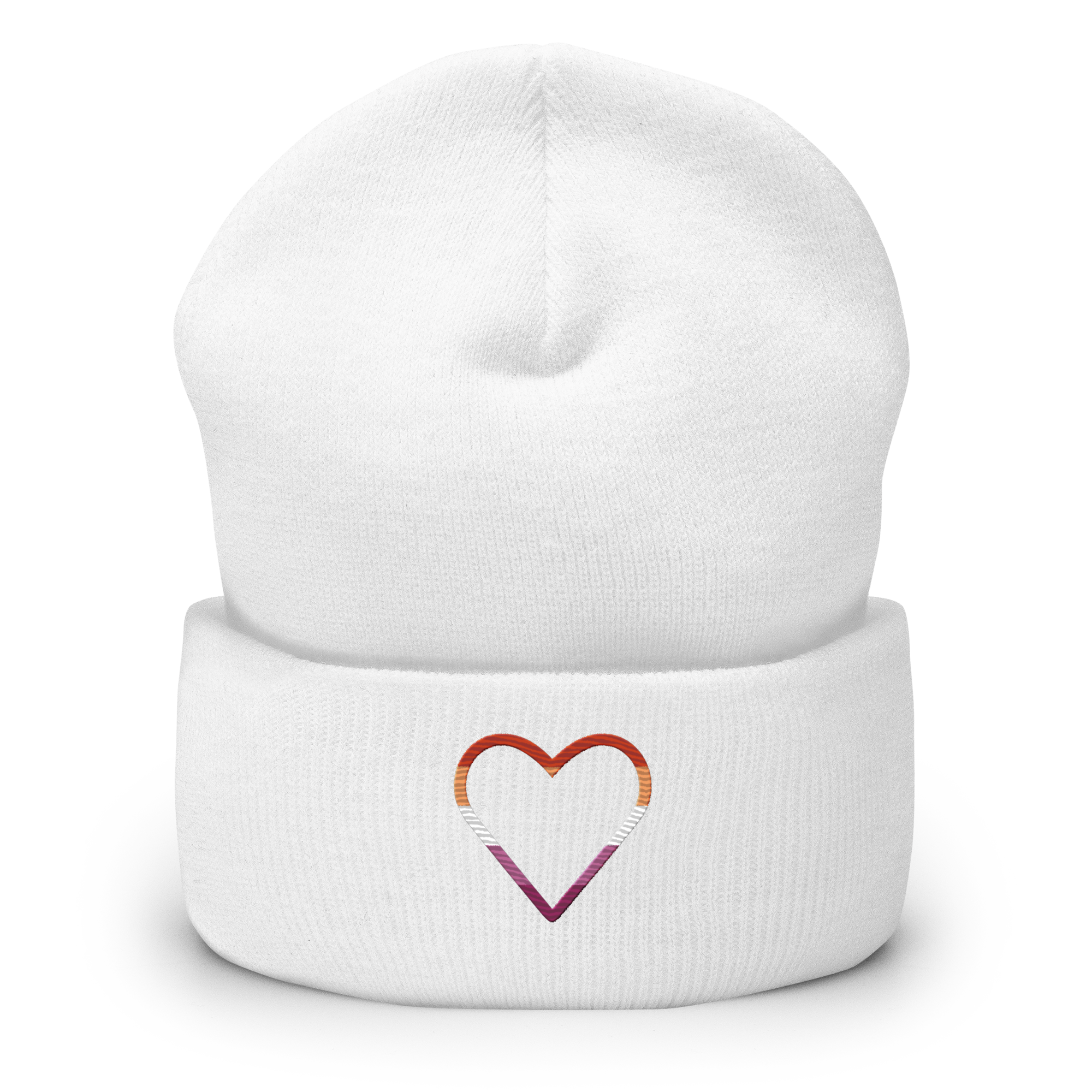 Lesbian Heart Beanie: Embroidered Pride Hat