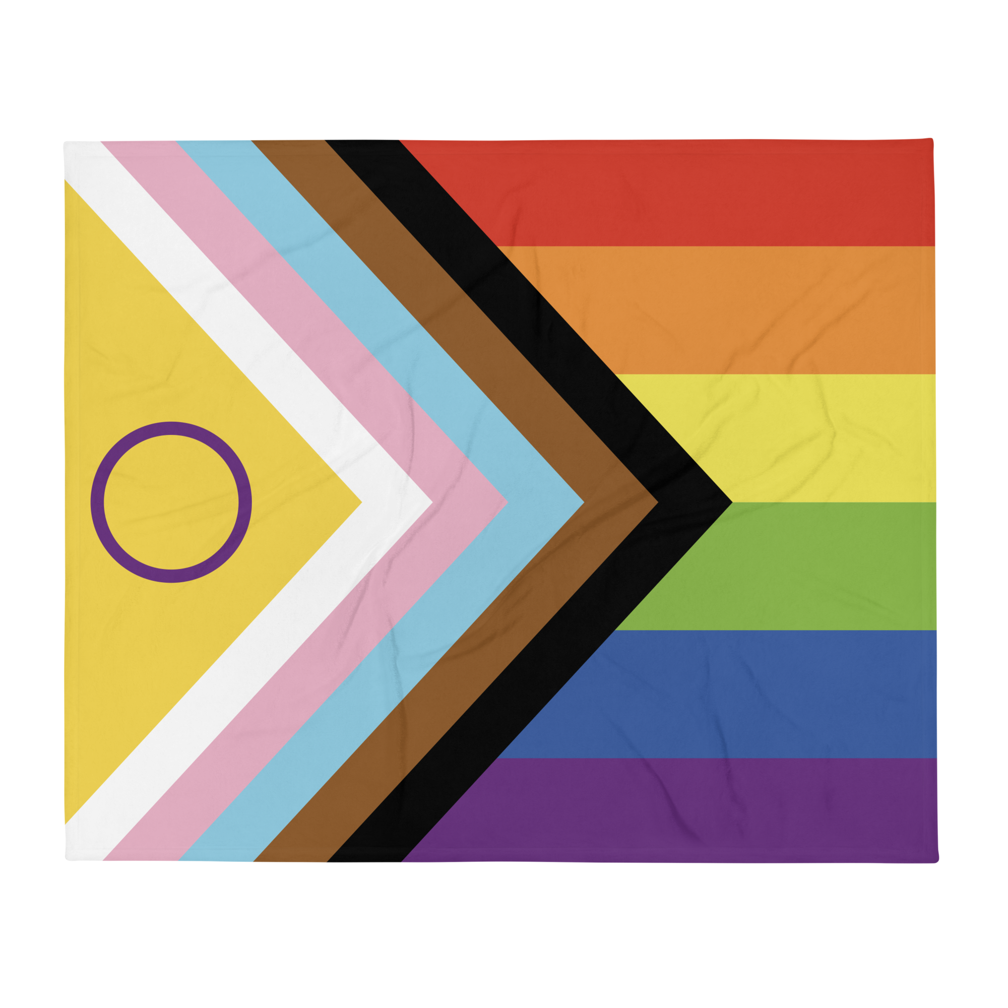 Intersex-Inclusive Pride Progress Pride Throw Blanket: Cozy LGBTQ+ Decorative Print
