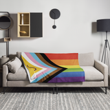 Intersex-Inclusive Pride Progress Pride Throw Blanket: Cozy LGBTQ+ Decorative Print