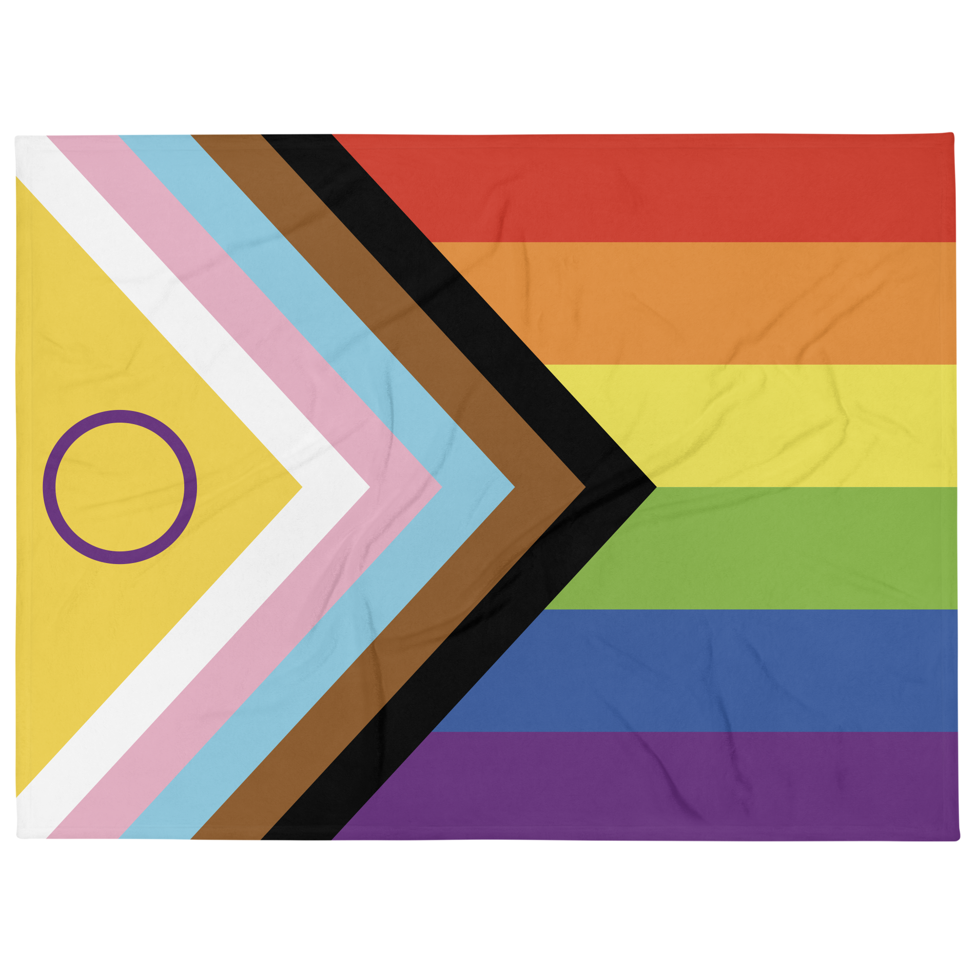 Intersex-Inclusive Pride Progress Pride Throw Blanket: Cozy LGBTQ+ Decorative Print