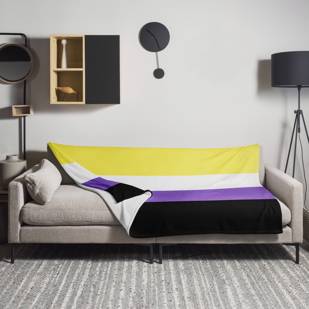 Nonbinary Pride Throw Blanket: Cozy LGBTQ+ Decorative Print