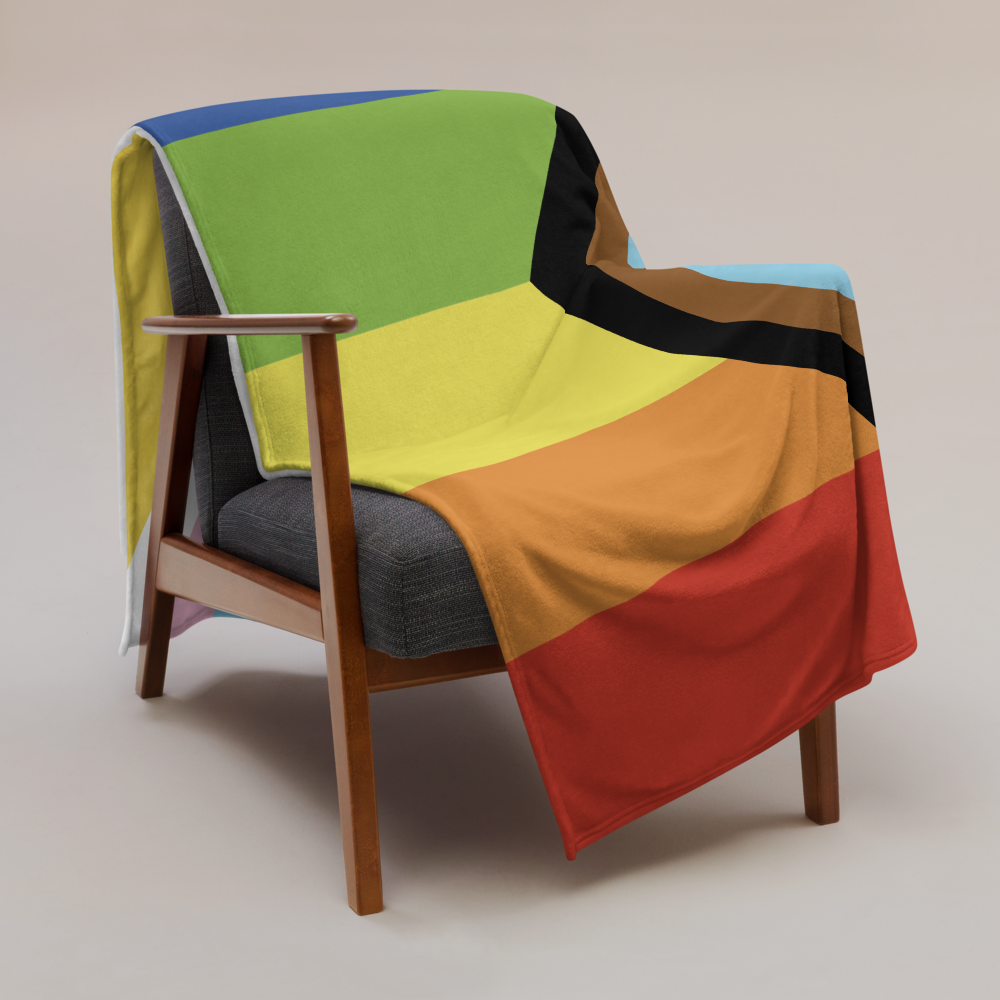 Intersex-Inclusive Pride Progress Pride Throw Blanket: Cozy LGBTQ+ Decorative Print