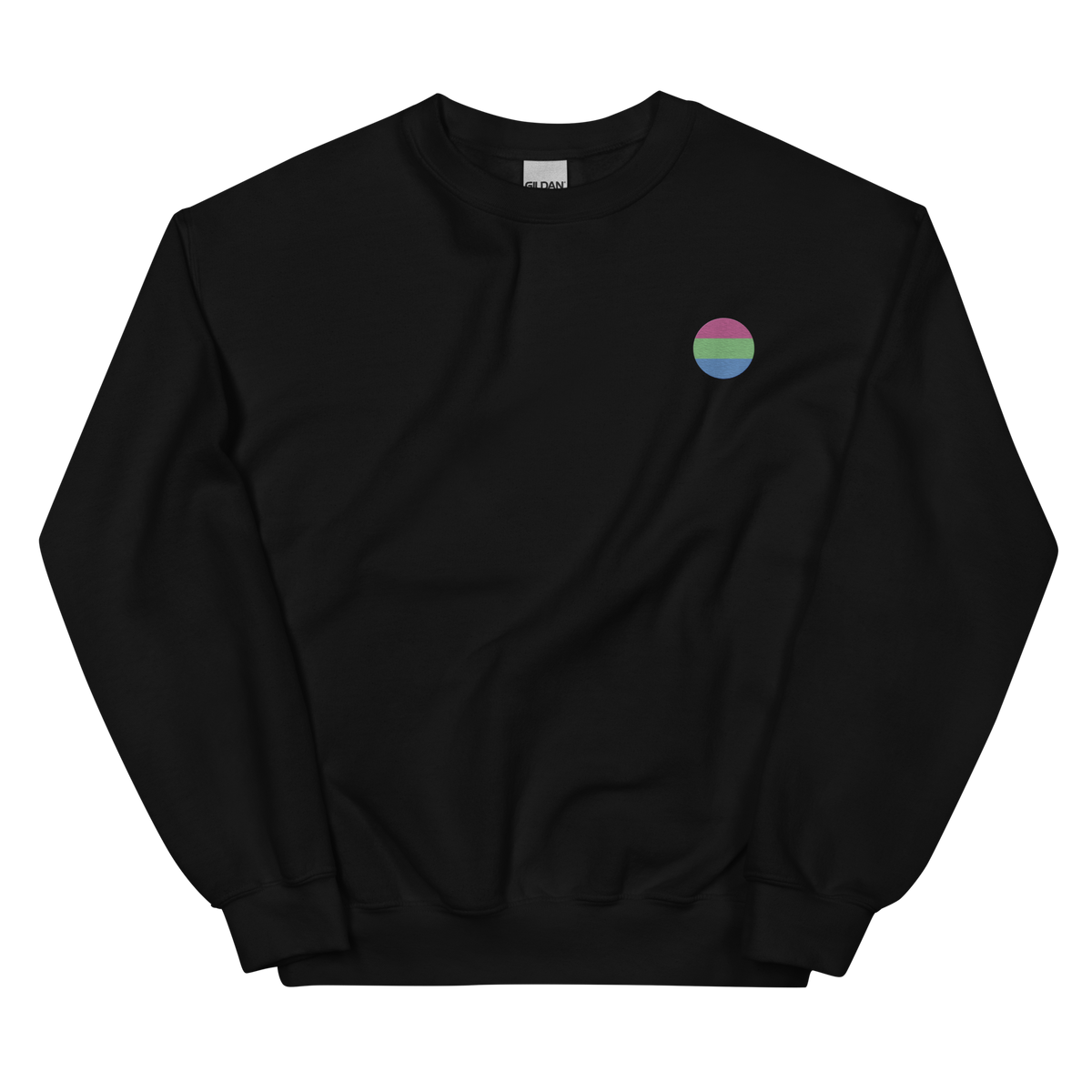 Polysexual Flag Embroidered Circle Sweatshirt: Celebratory LGBTQ+ Pride Design