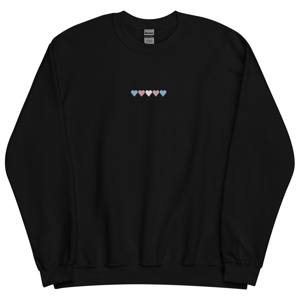 Embroidered Transgender Sweatshirt: Pride Flag Horizontal Heart Design