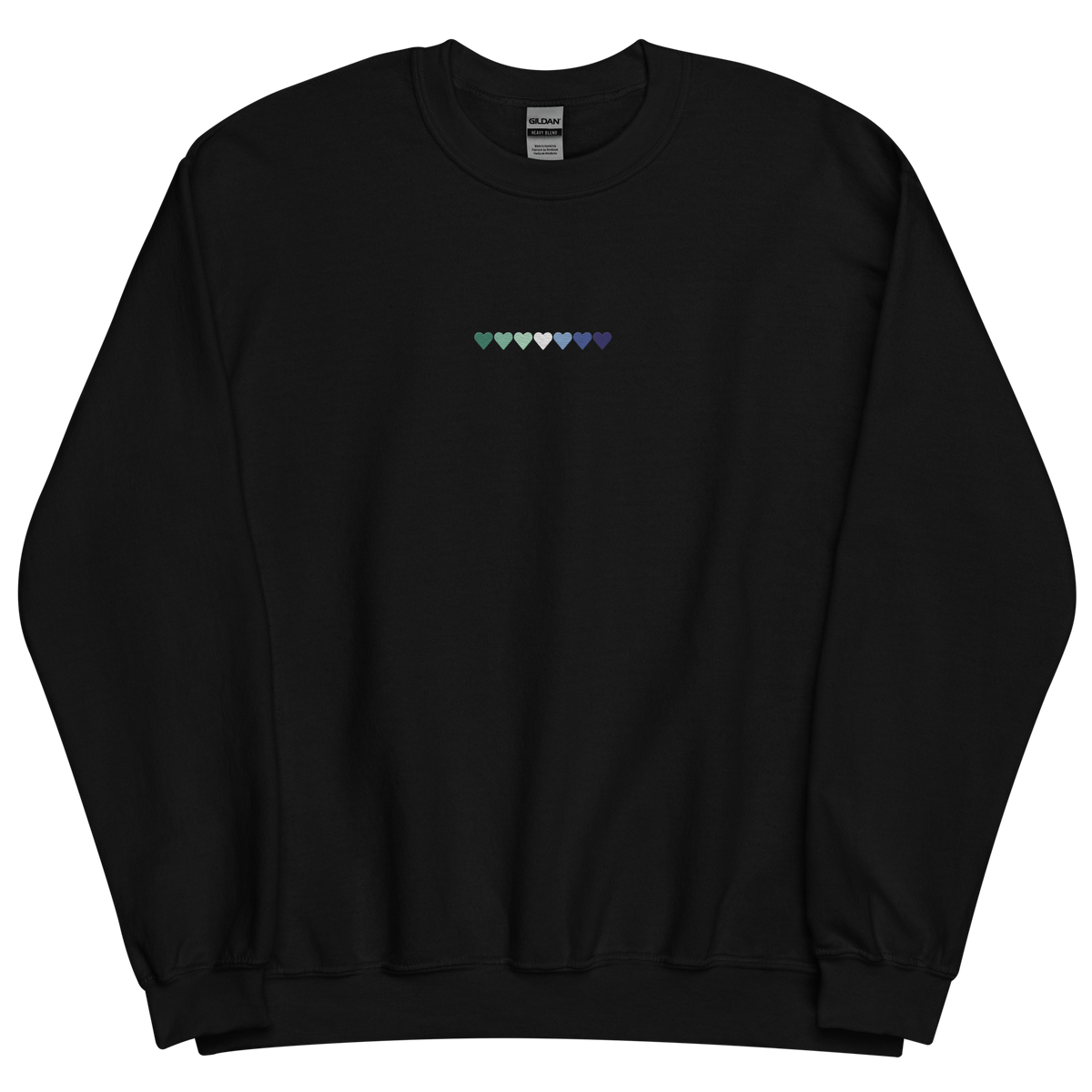 Embroidered Gay Pride Sweatshirt: Pride Flag Horizontal Heart Design