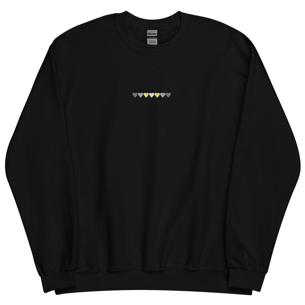 Embroidered Demigender Sweatshirt: Pride Flag Horizontal Heart Design