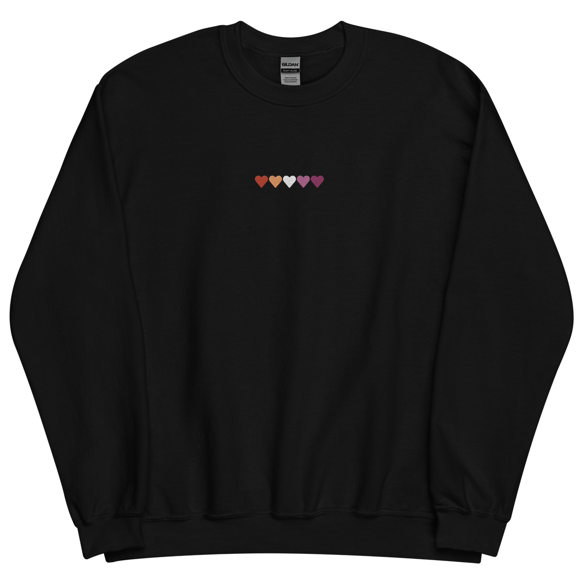 Embroidered Lesbian Sweatshirt: Pride Flag Horizontal Heart Design