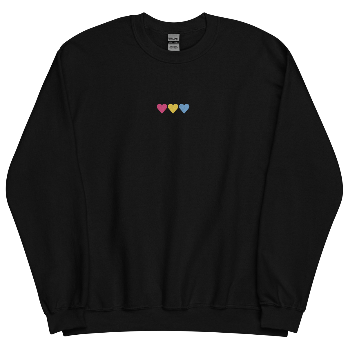 Embroidered Pansexual Sweatshirt: Pride Flag Horizontal Heart Design