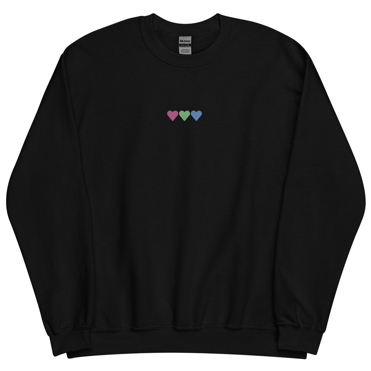 Embroidered Polysexual Sweatshirt: Pride Flag Horizontal Heart Design