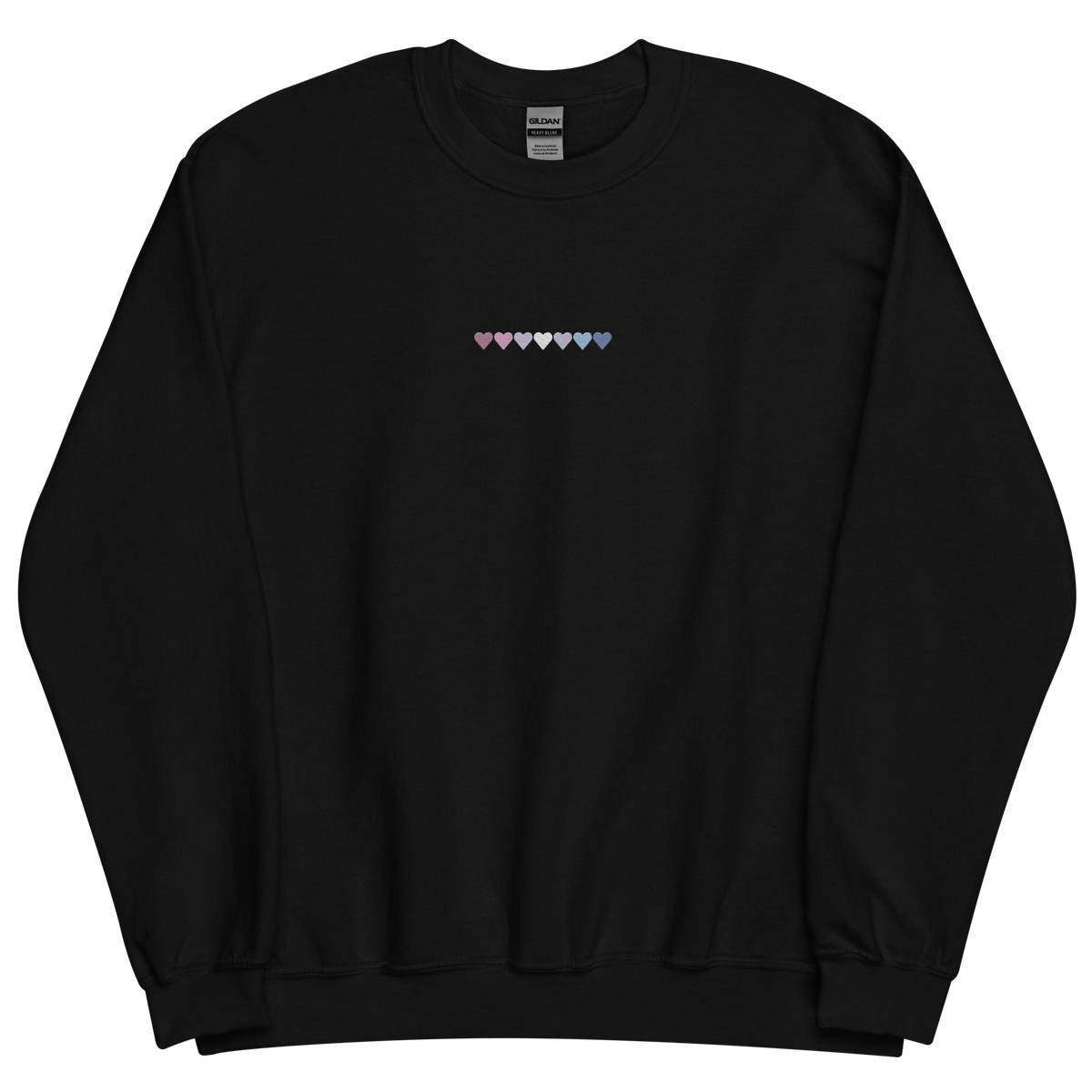 Embroidered Bigender Sweatshirt: Pride Flag Horizontal Heart Design