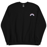 Embroidered Bigender Rainbow Sweater: Pride Flag LGBTQ+ Design