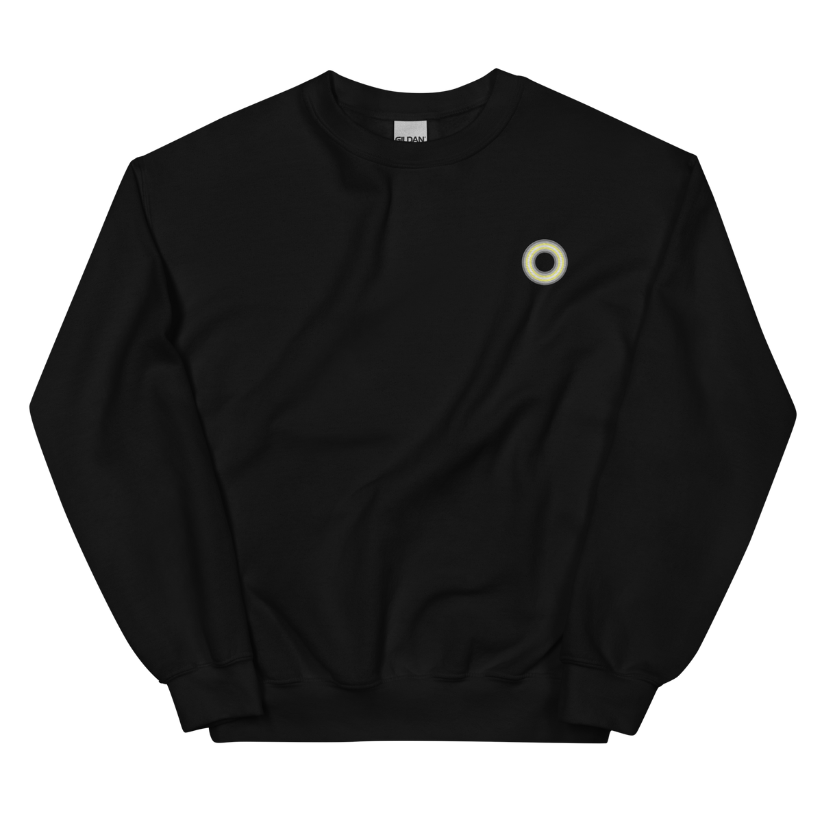 Embroidered Sweatshirt: Demigender Pride Ring Emblem Design