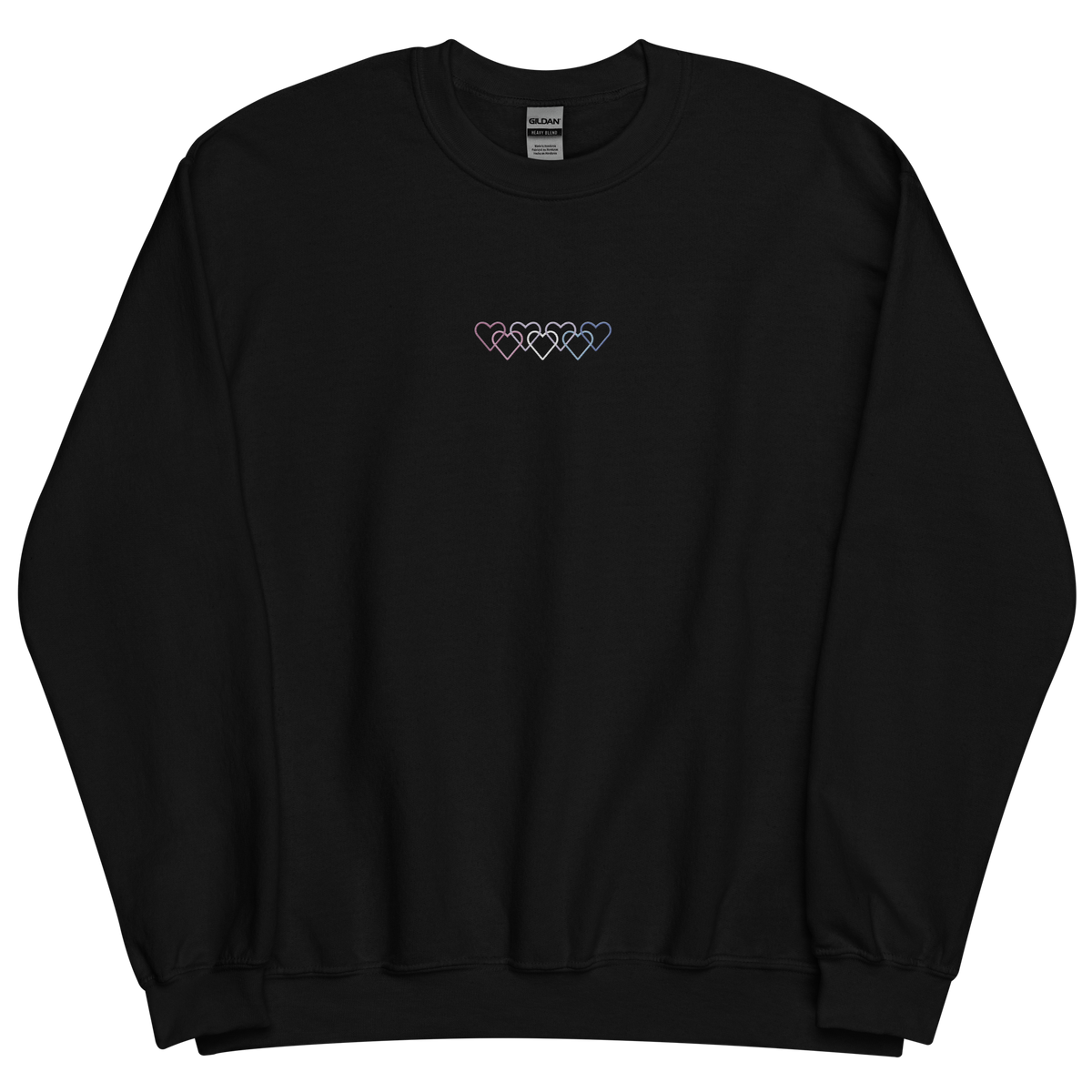 Bigender Pride Sweatshirt: Interlaced Heart Outlines Embroidered Sweater