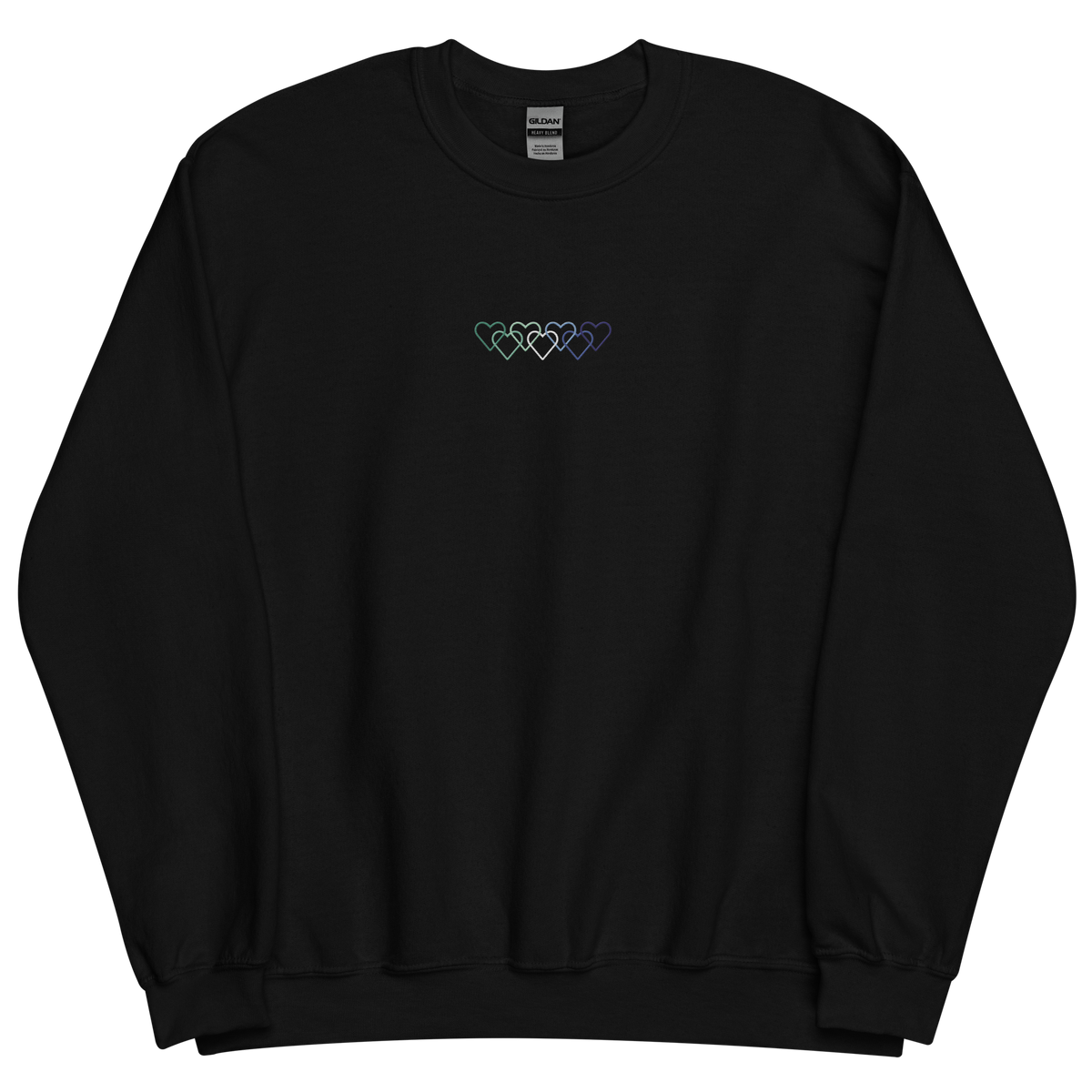 Gay Pride Sweatshirt: Interlaced Heart Outlines Embroidered Sweater