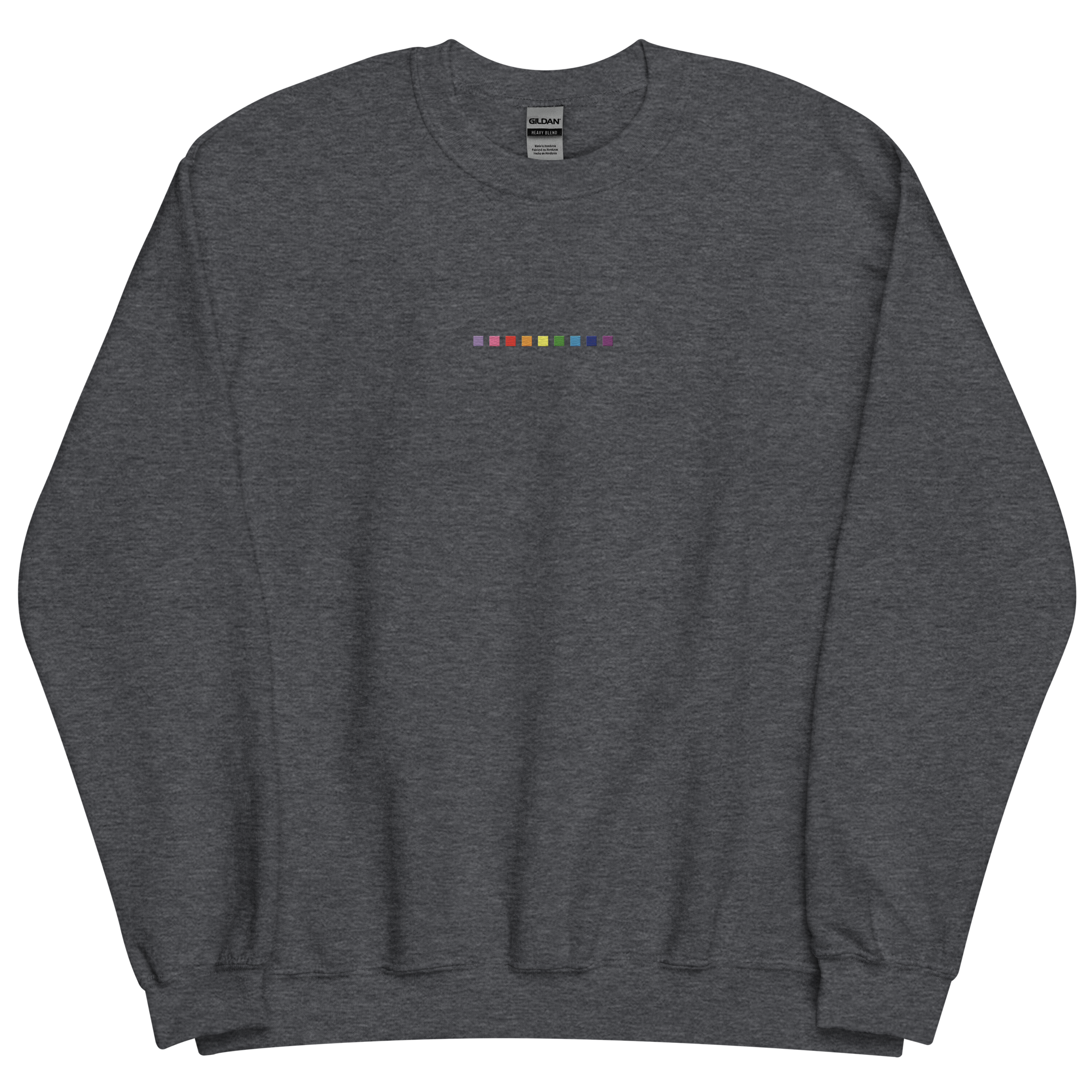 Embroidered Gilbert Baker Pride Sweatshirt: Pride Flag Horizontal Square Design