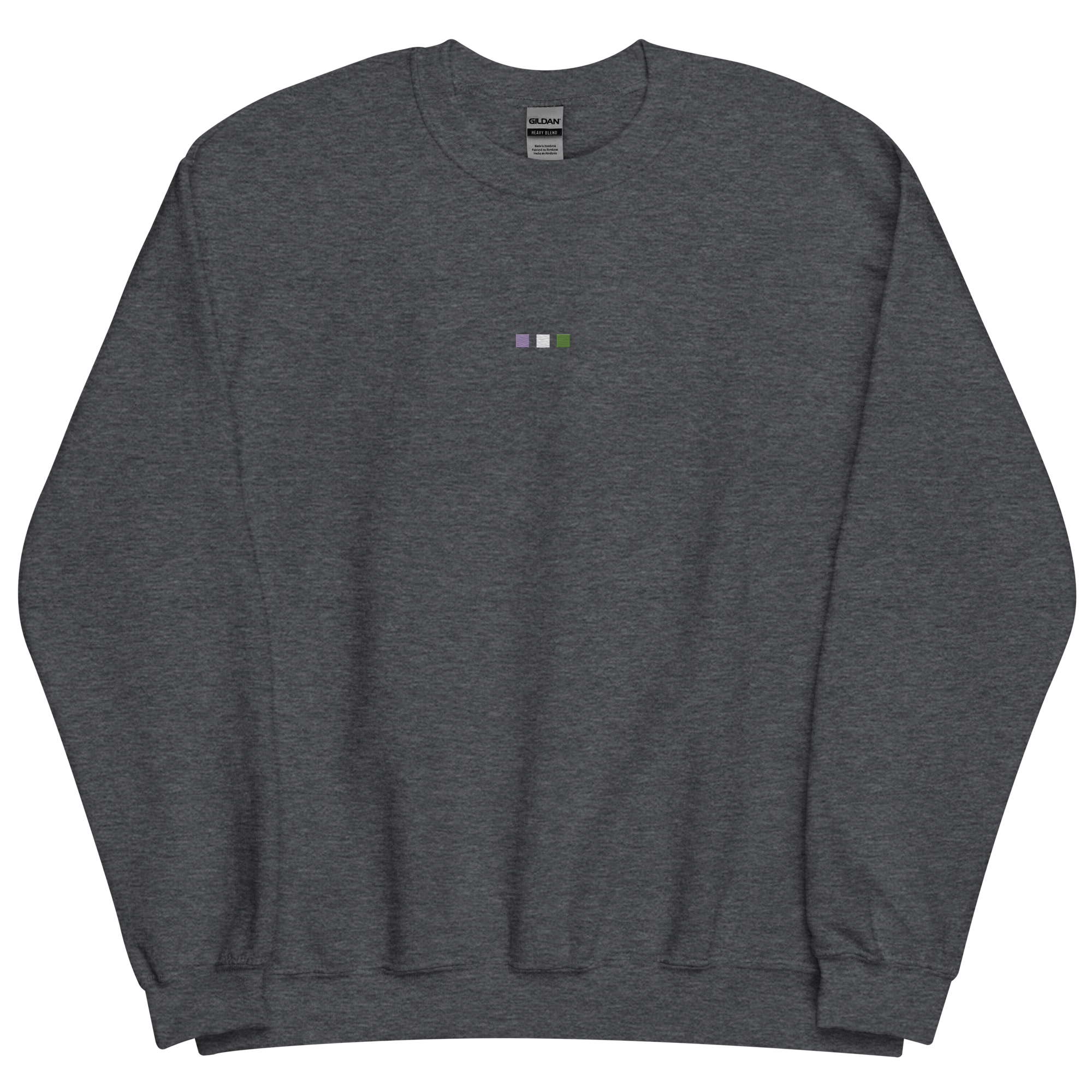 Embroidered Genderqueer Sweatshirt: Pride Flag Horizontal Square Design