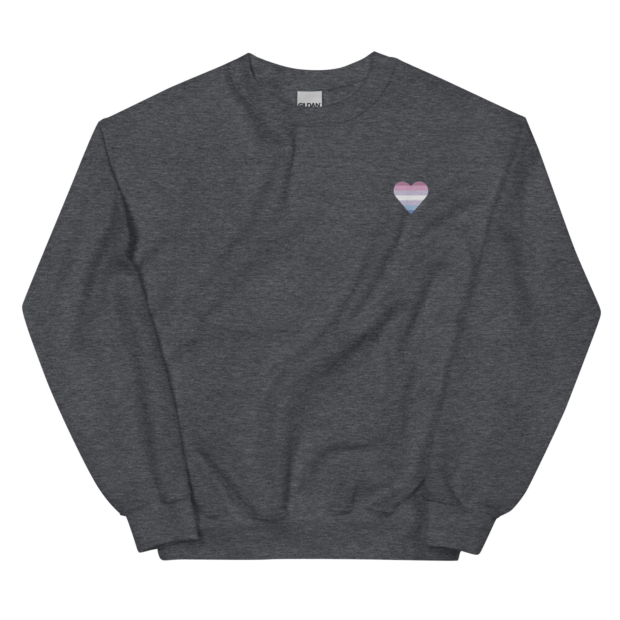 Bigender Flag Embroidered Heart Sweater: Celebratory LGBTQ+ Pride Design