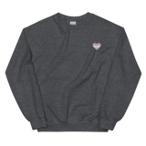 Bigender Flag Embroidered Heart Sweater: Celebratory LGBTQ+ Pride Design