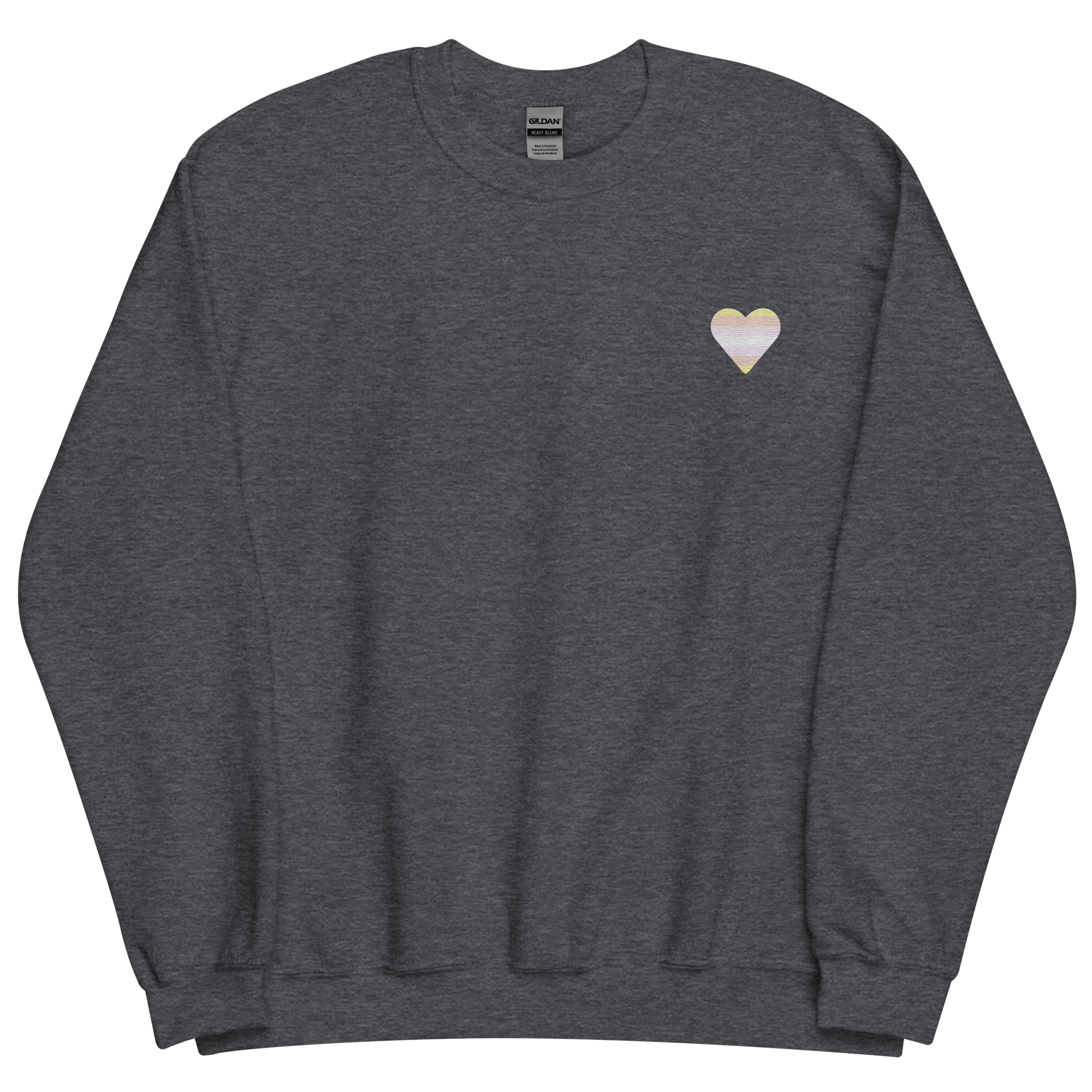 Pangender Flag Embroidered Heart Sweater: Celebratory LGBTQ+ Pride Design