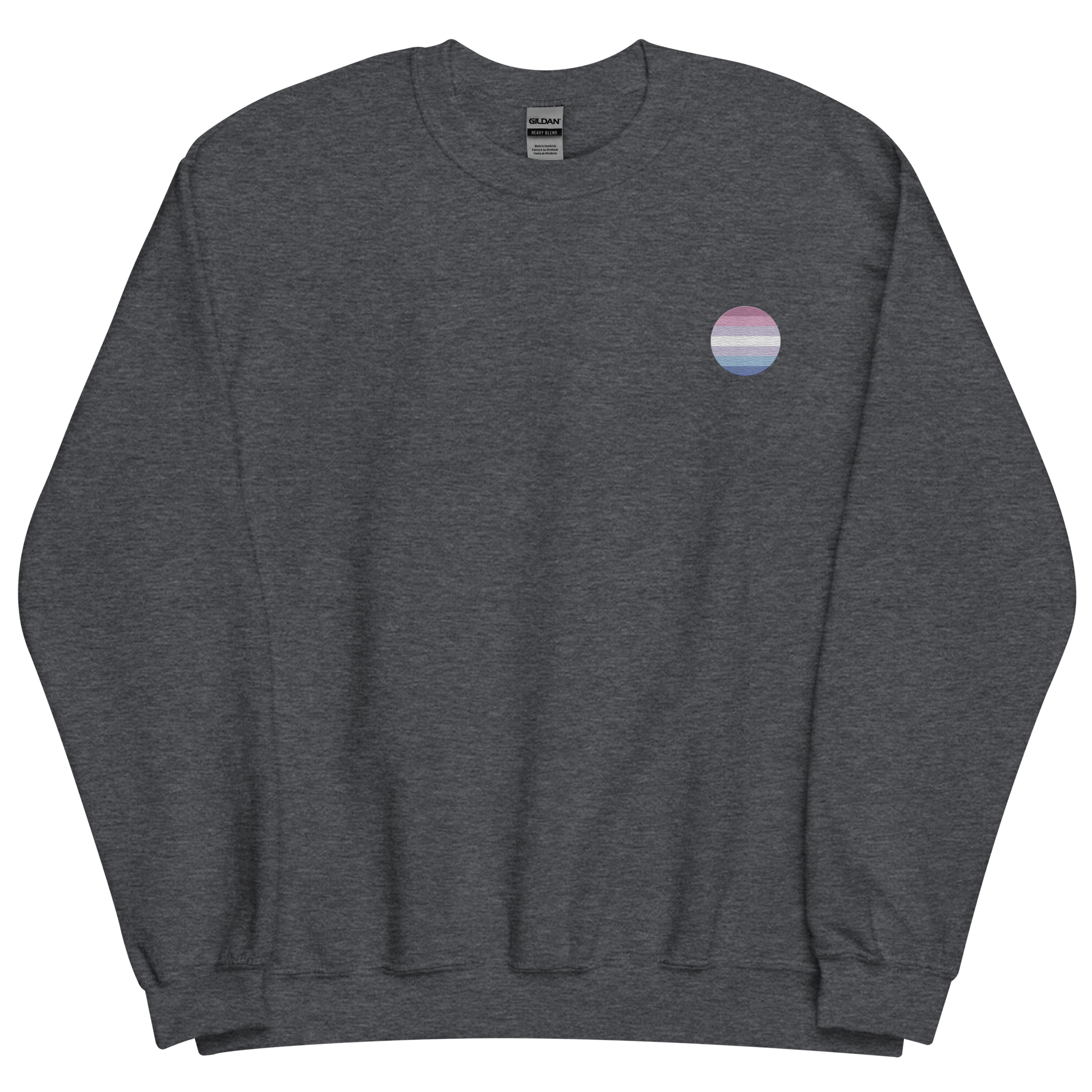 Bigender Flag Embroidered Circle Sweatshirt: Celebratory LGBTQ+ Pride Design