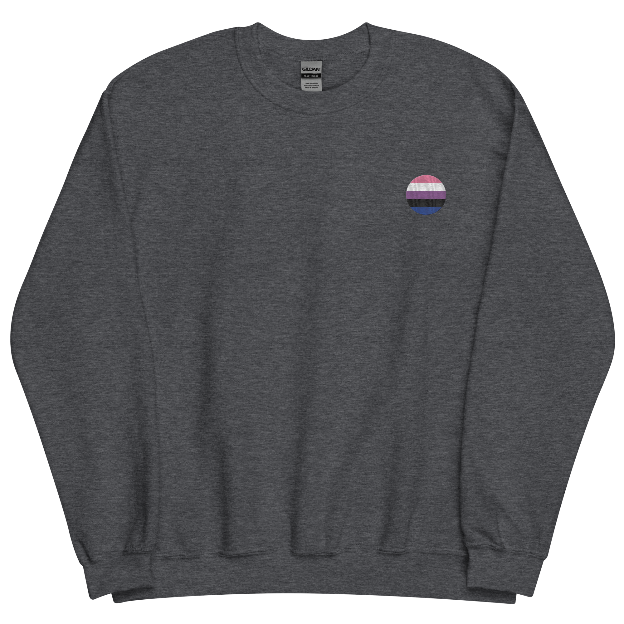 Genderfluid Flag Embroidered Circle Sweatshirt: Celebratory LGBTQ+ Pride Design