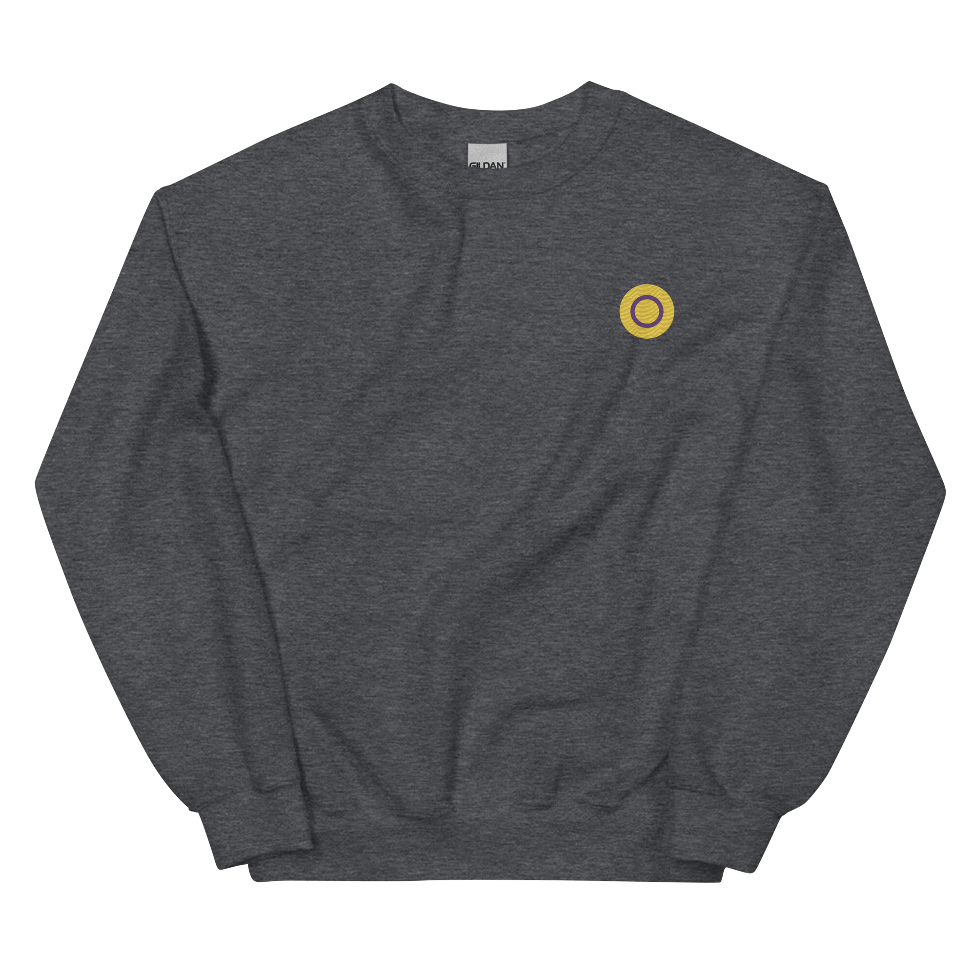 Intersex Flag Embroidered Circle Sweatshirt: Celebratory LGBTQ+ Pride Design