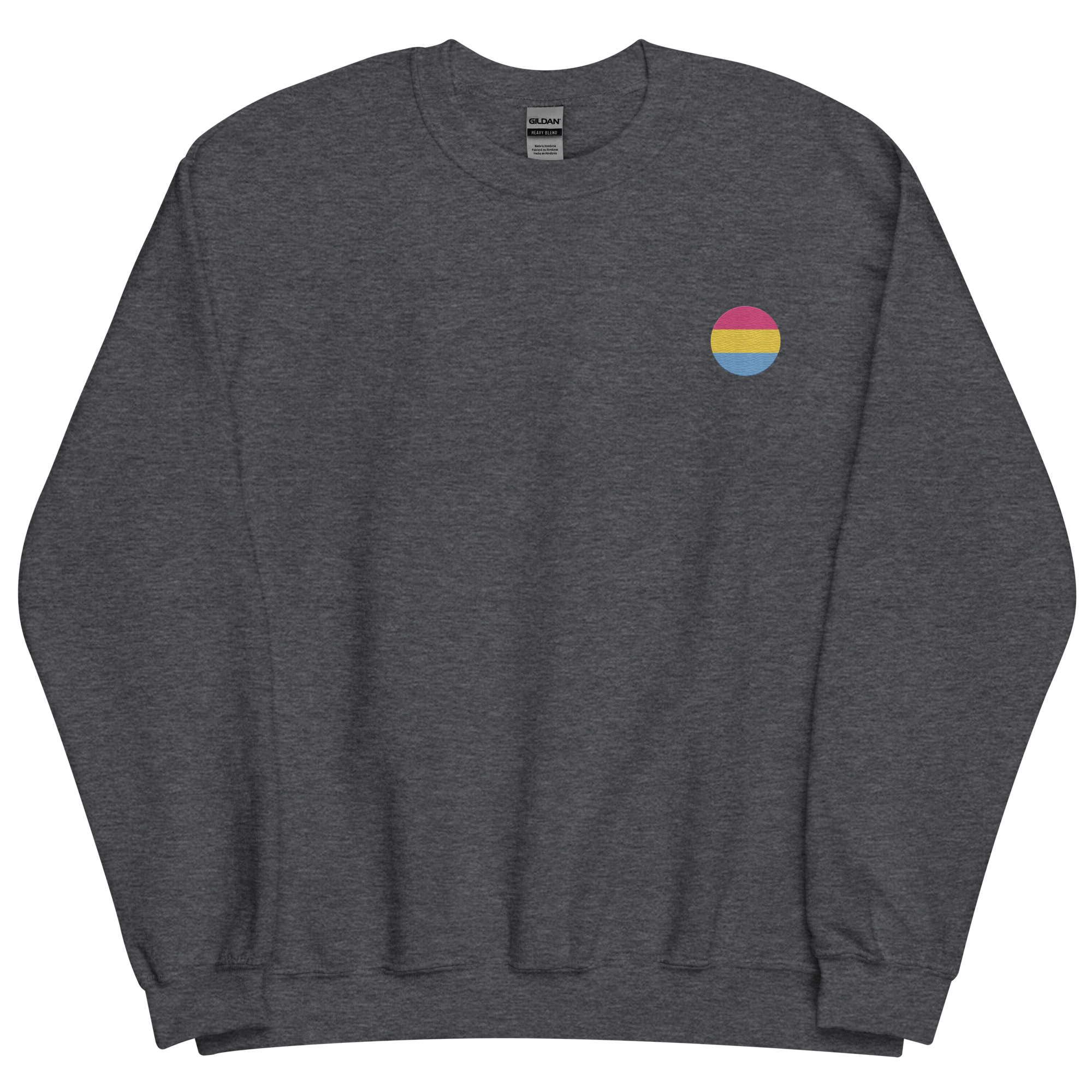 Pansexual Flag Embroidered Circle Sweatshirt: Celebratory LGBTQ+ Pride Design
