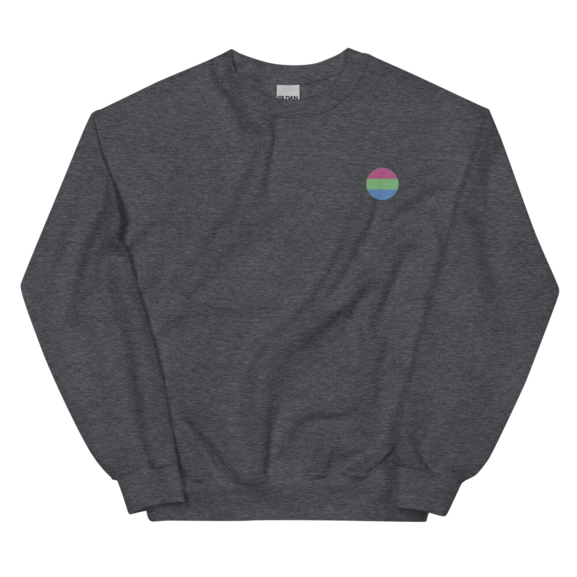 Polysexual Flag Embroidered Circle Sweatshirt: Celebratory LGBTQ+ Pride Design