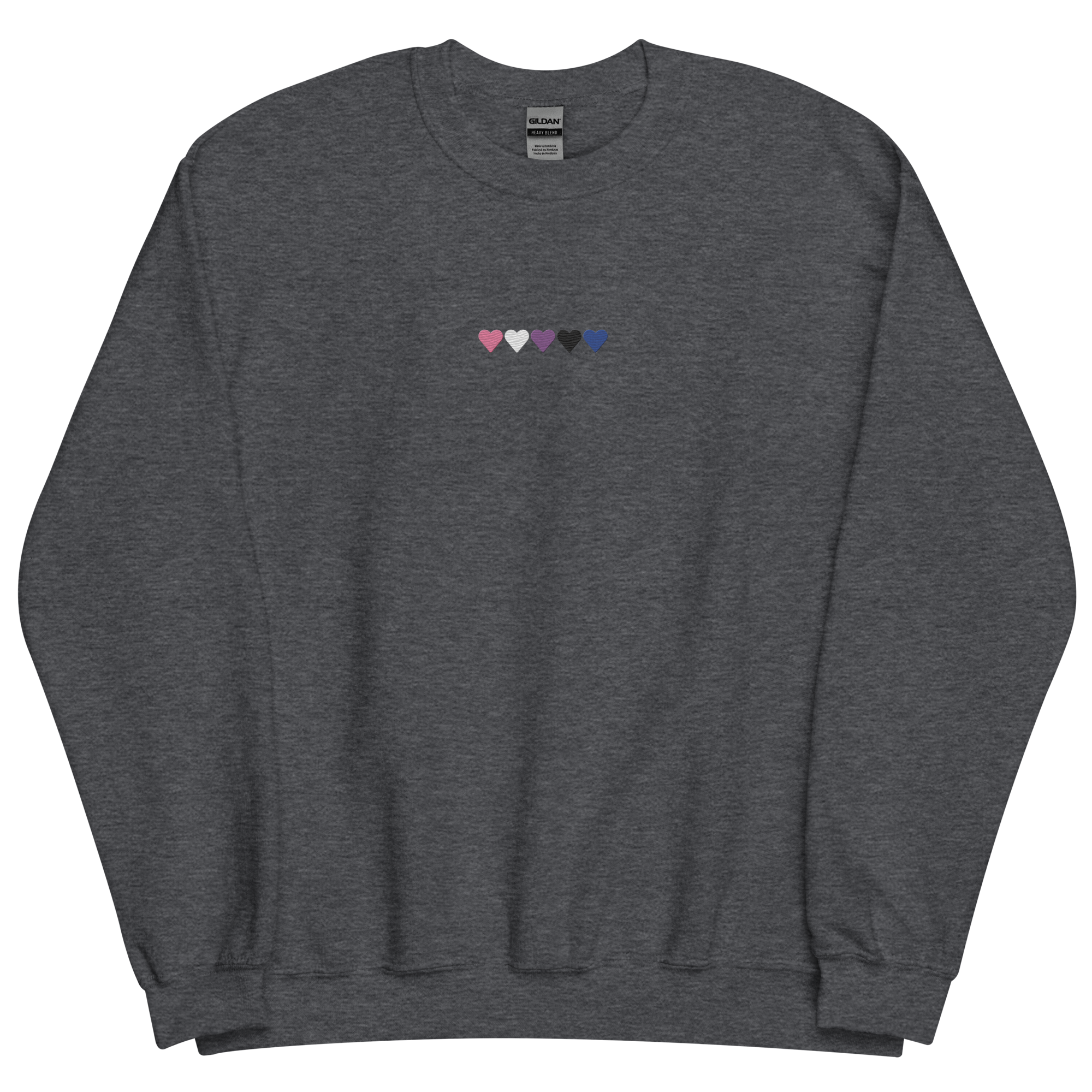 Embroidered Genderfluid Sweatshirt: Pride Flag Horizontal Heart Design