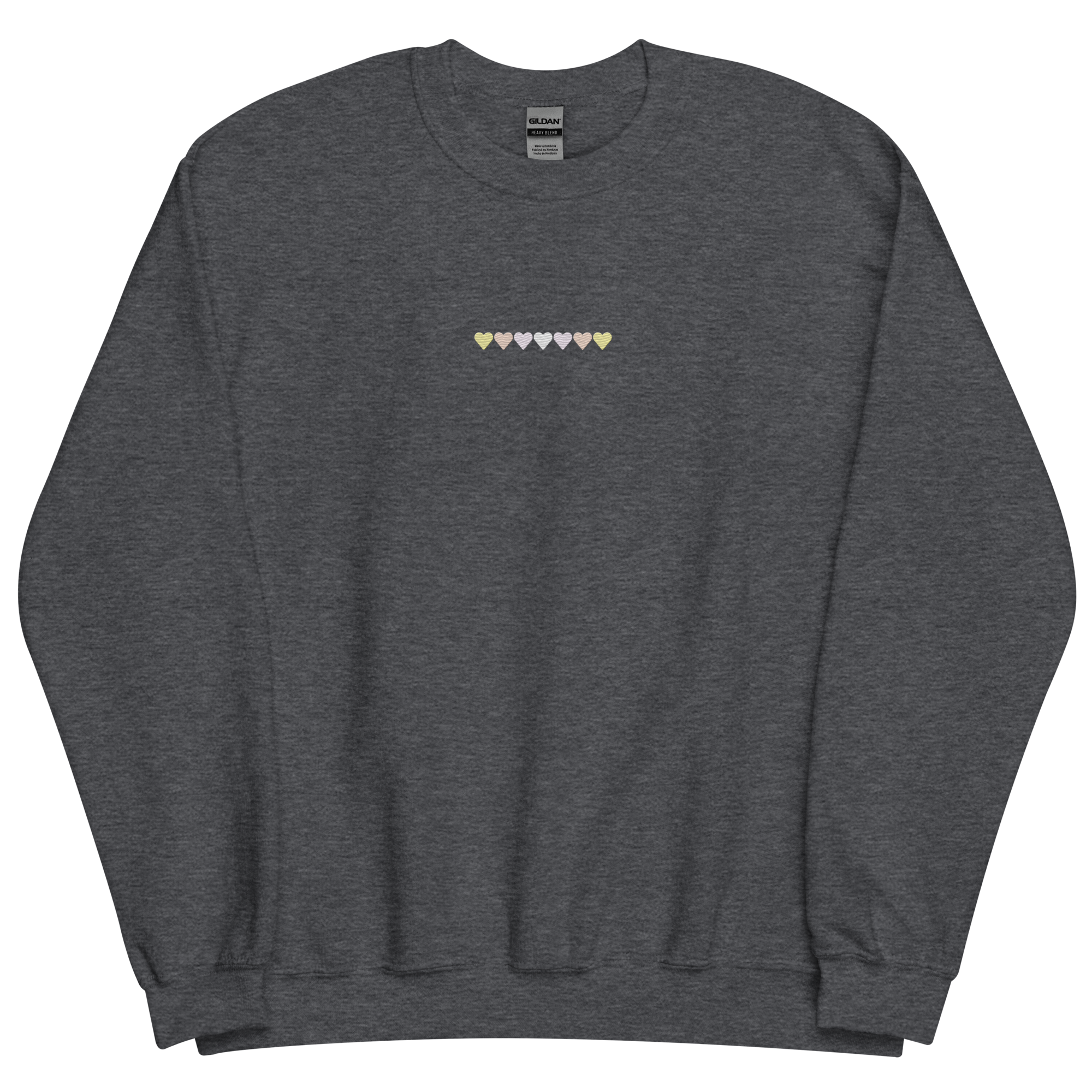Embroidered Pangender Sweatshirt: Pride Flag Horizontal Heart Design