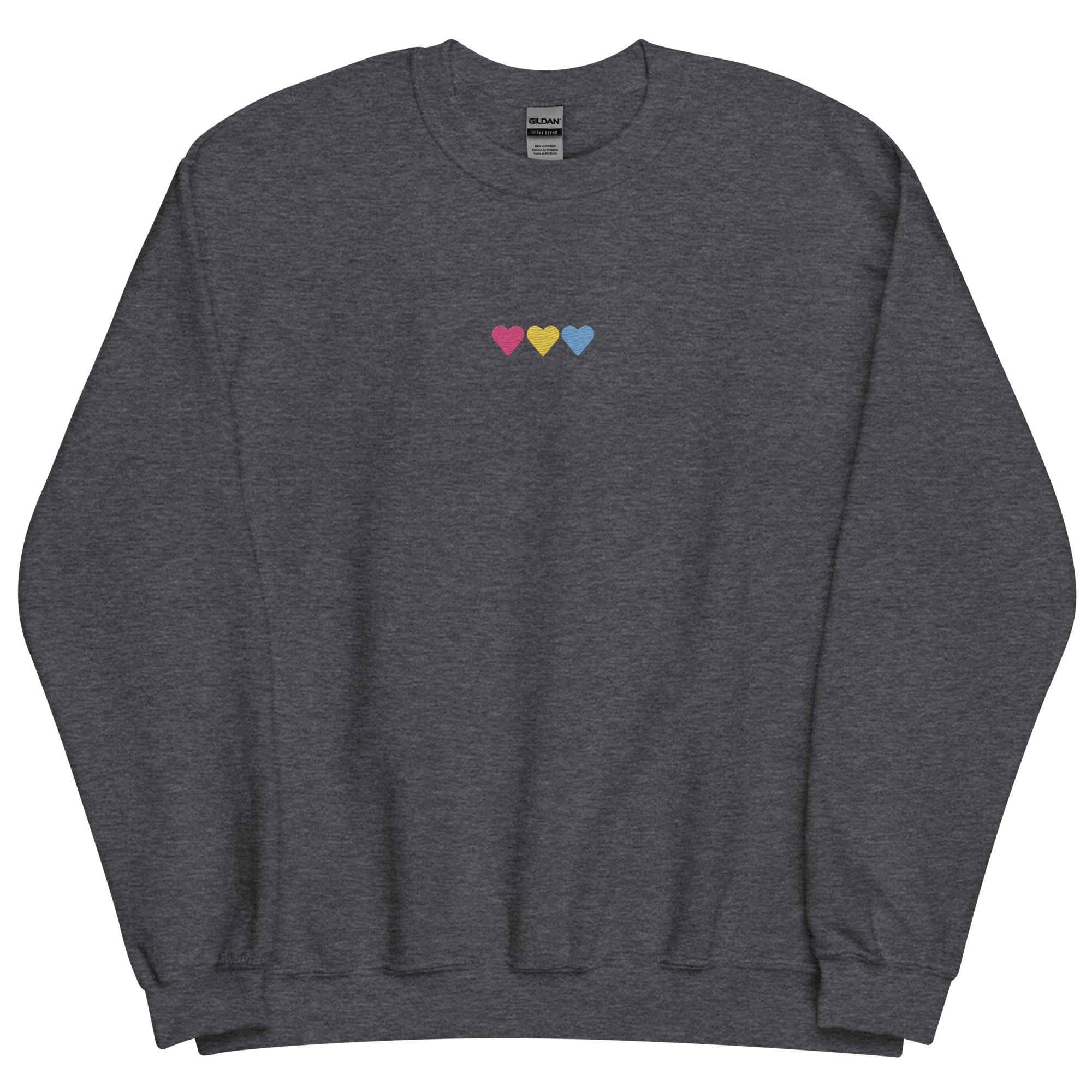 Embroidered Pansexual Sweatshirt: Pride Flag Horizontal Heart Design