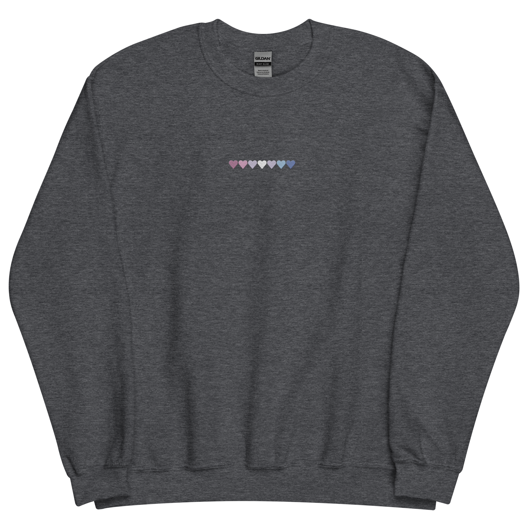 Embroidered Bigender Sweatshirt: Pride Flag Horizontal Heart Design